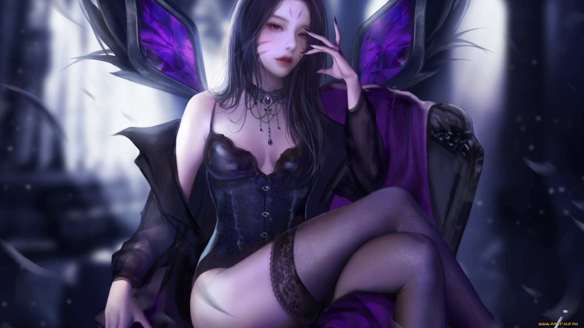 видео, игры, league, of, legends, kaisa, кресло, чулки