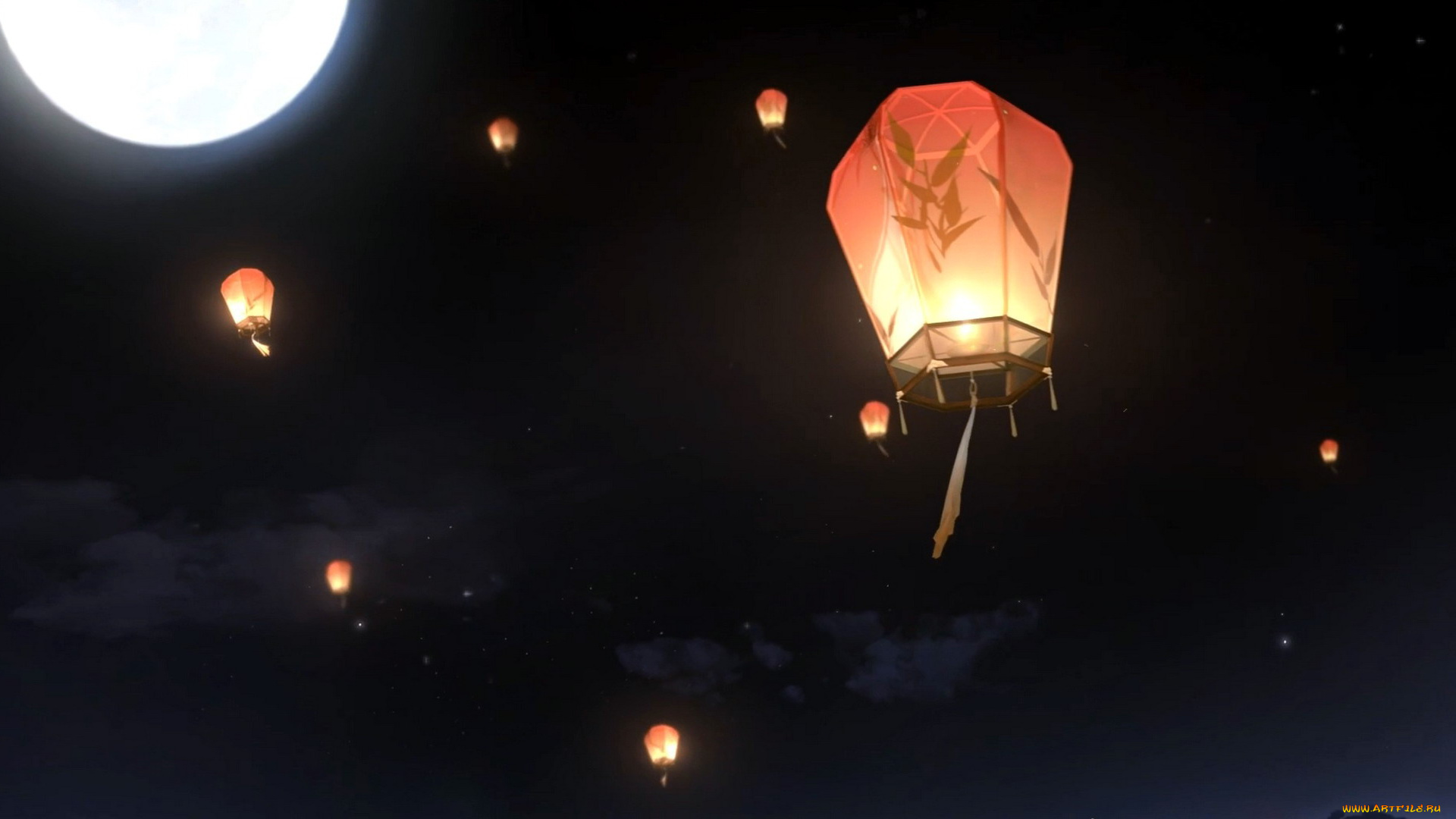 видео, игры, the, untamed, фонарики, небо, луна