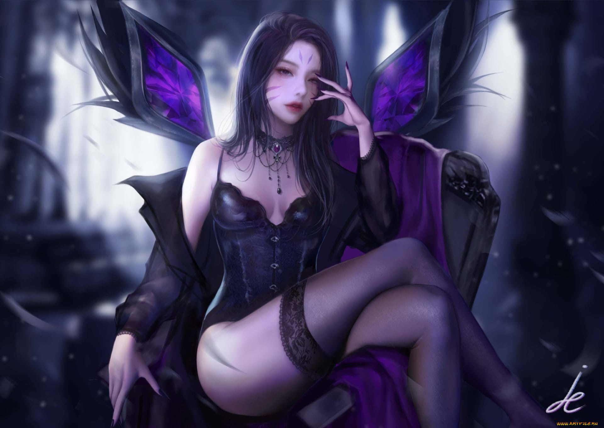 видео, игры, league, of, legends, kaisa, кресло, чулки