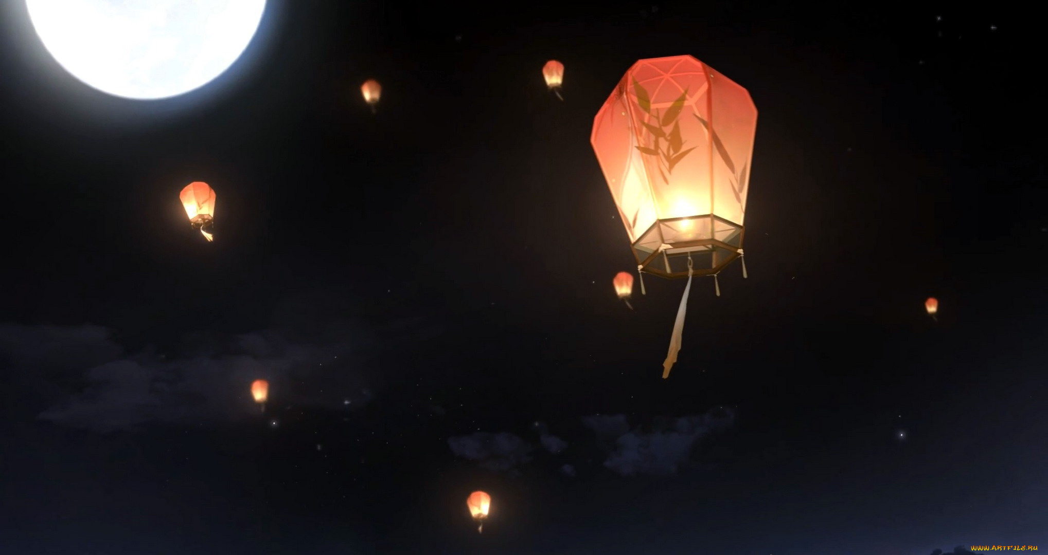 видео, игры, the, untamed, фонарики, небо, луна