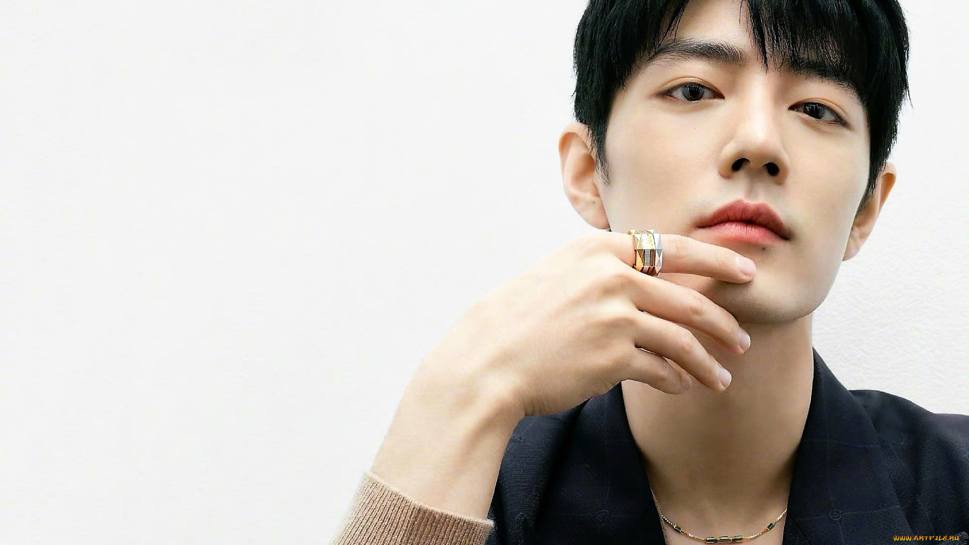 мужчины, xiao, zhan, лицо, кольцо