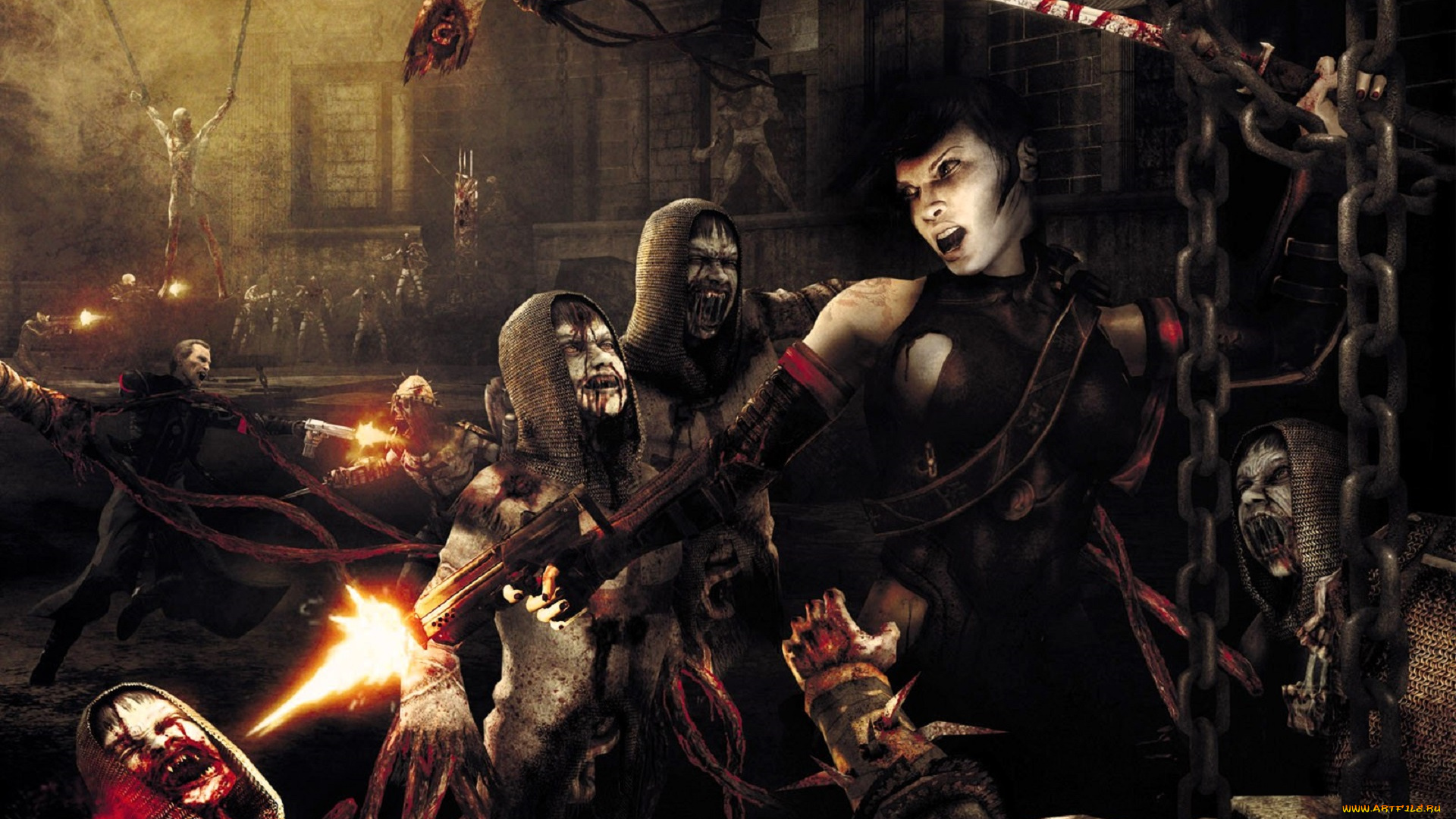 видео, игры, clive, barker`s, jericho, девушка, оружие, кровь, нежить, рыцари