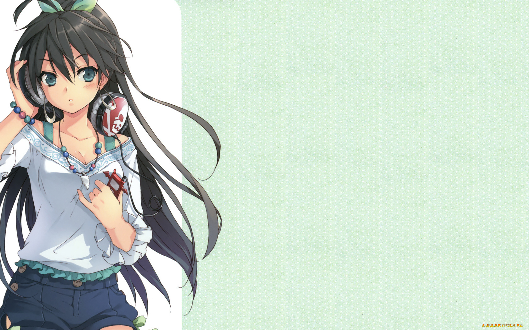 аниме, idolm@ster, плеер, наушники, девушка, бусы, шорты, idolmaster