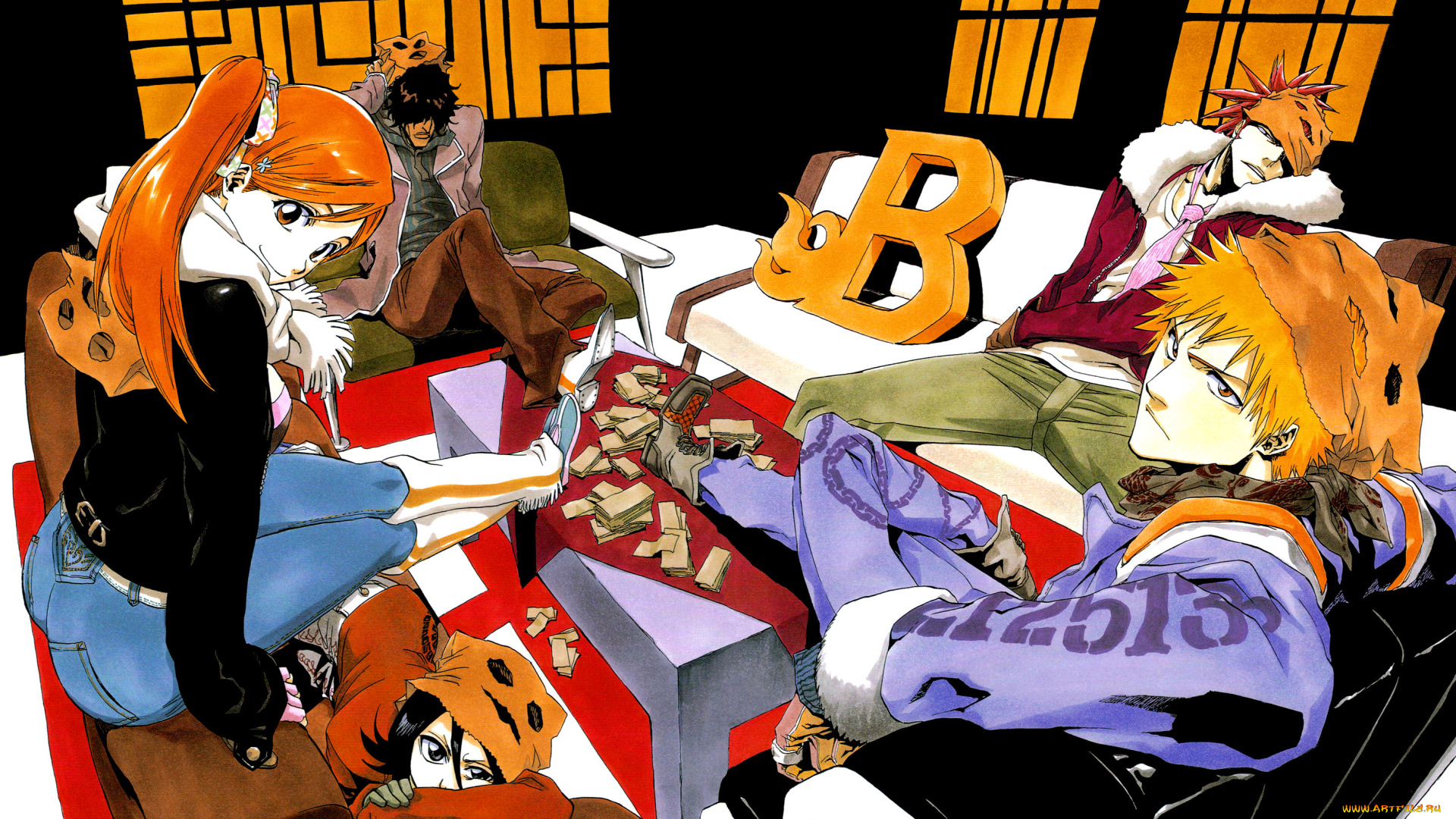 аниме, bleach, kurosaki, ichigo, kuchiki, rukia, inoue, orihime, abarai, renji, sado, yasutora