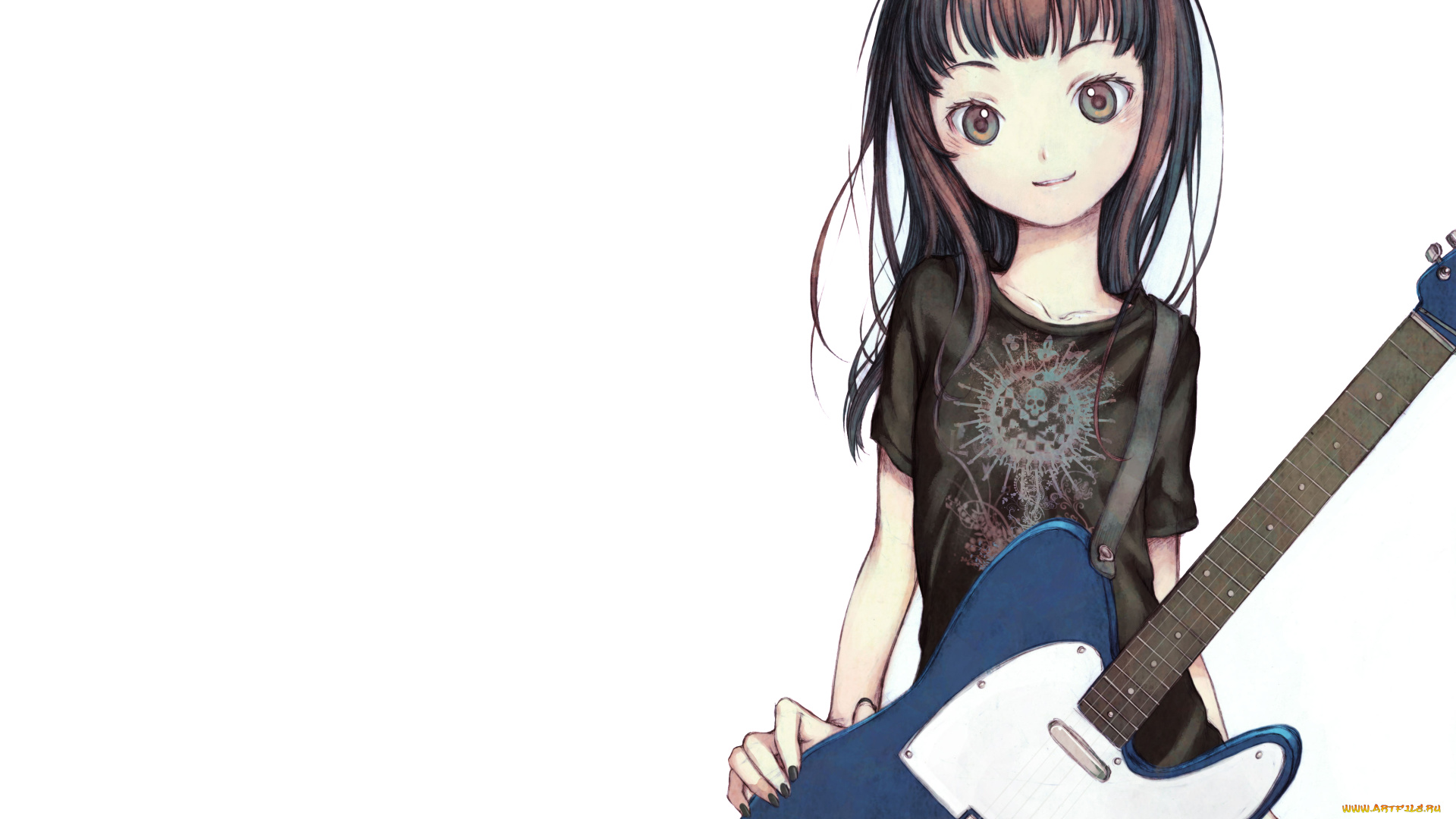 аниме, headphones, instrumental, девушка, гитара, музыка