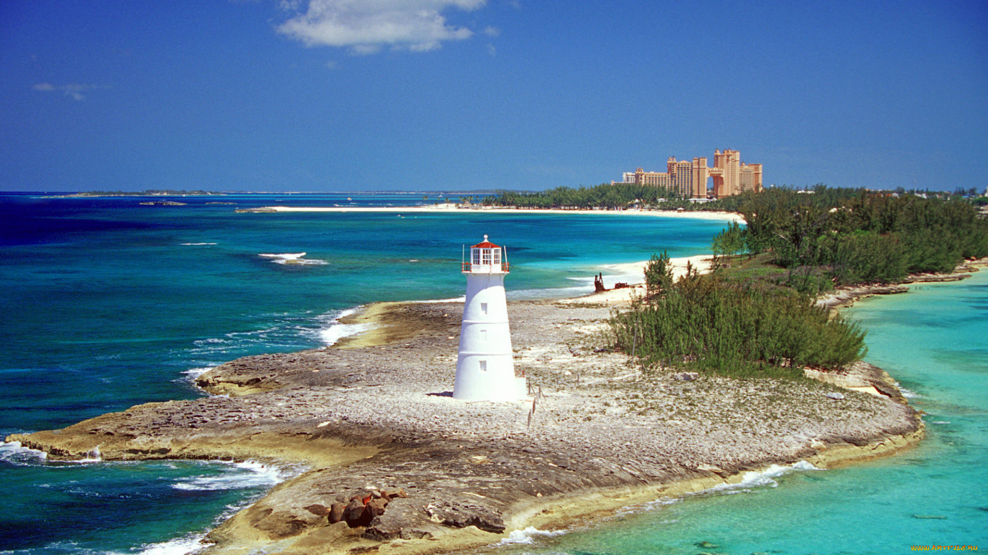 bahamas, природа, маяки, маяк, остров, океан