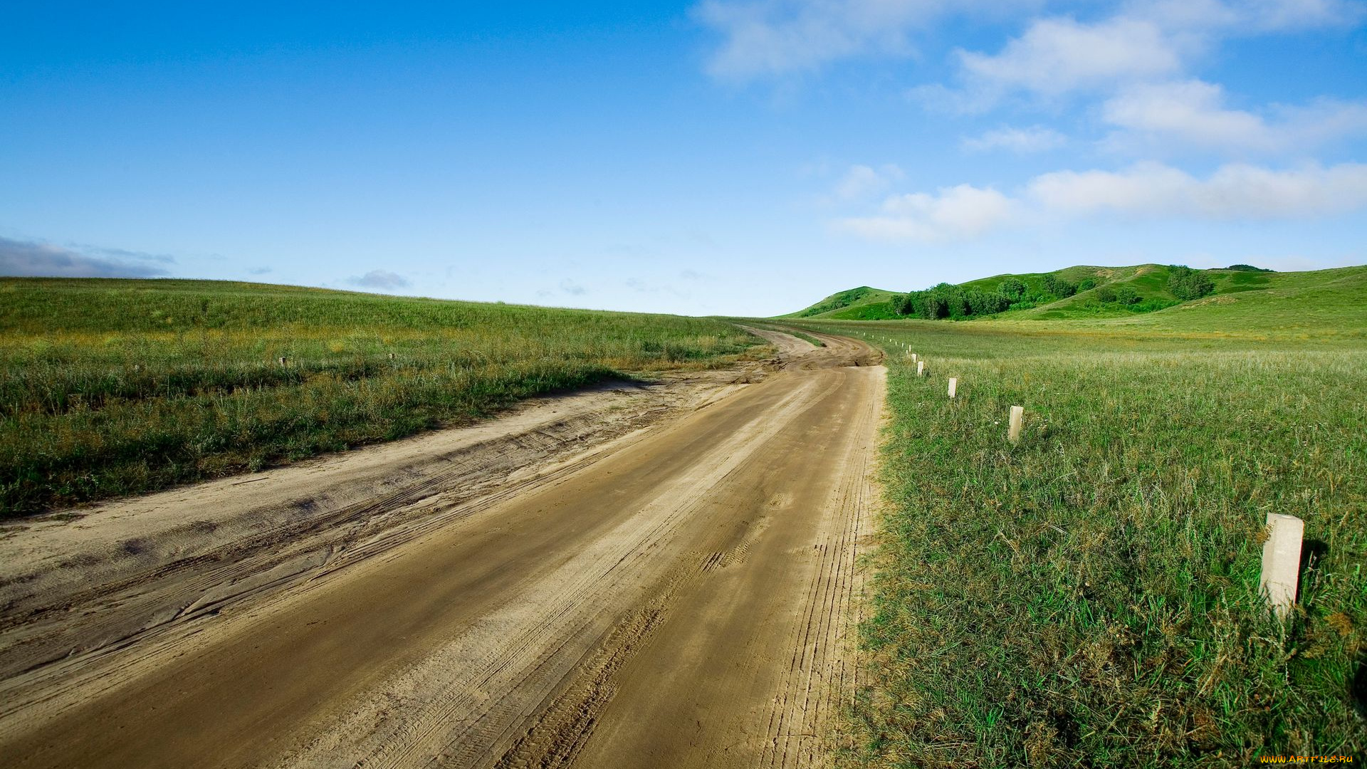 природа, дороги, облака, поле