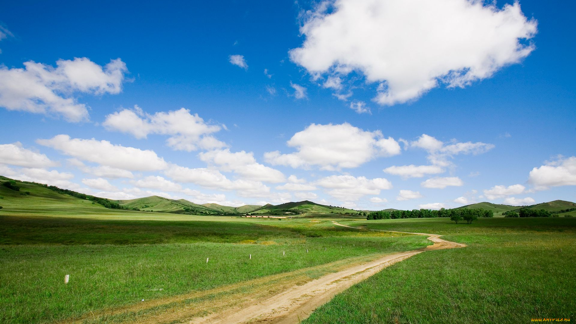 природа, дороги, облака, поле, лето