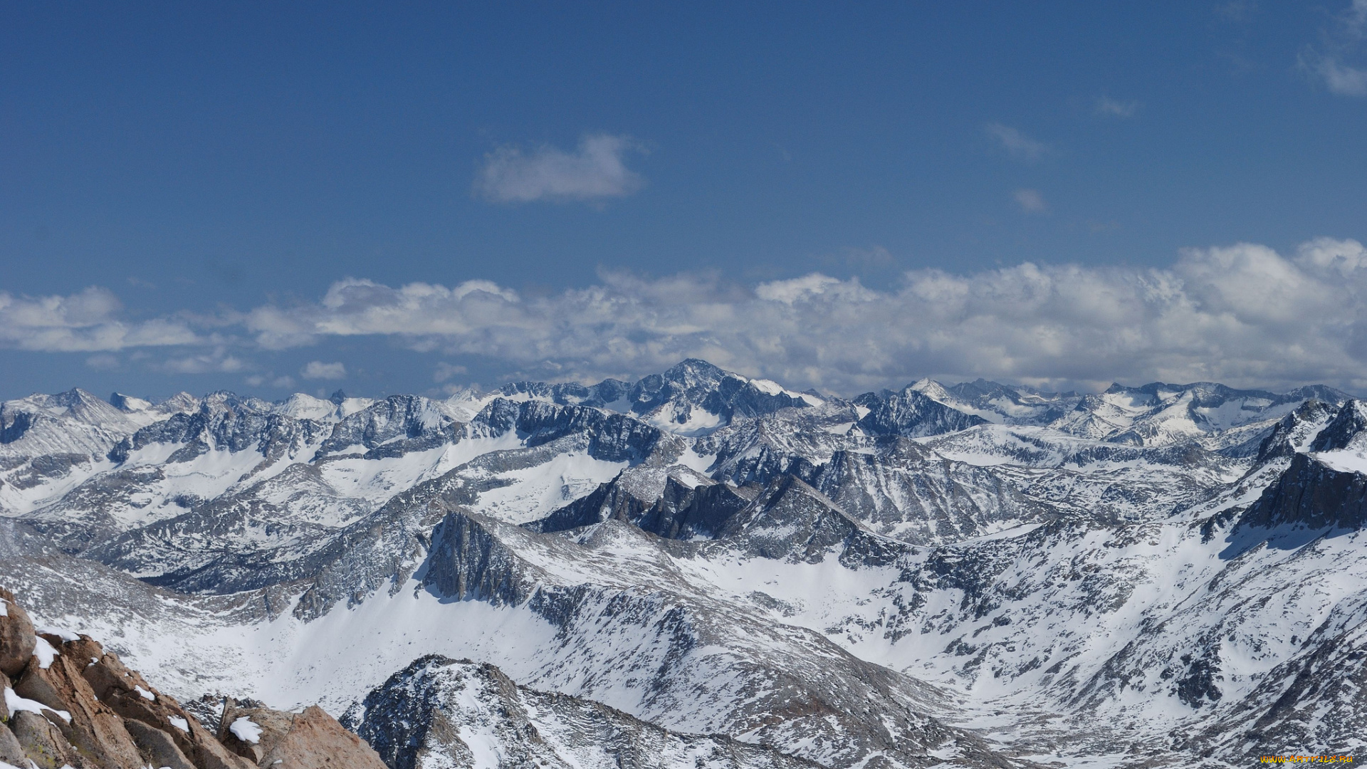 природа, горы, камни, снег, небо, тучи