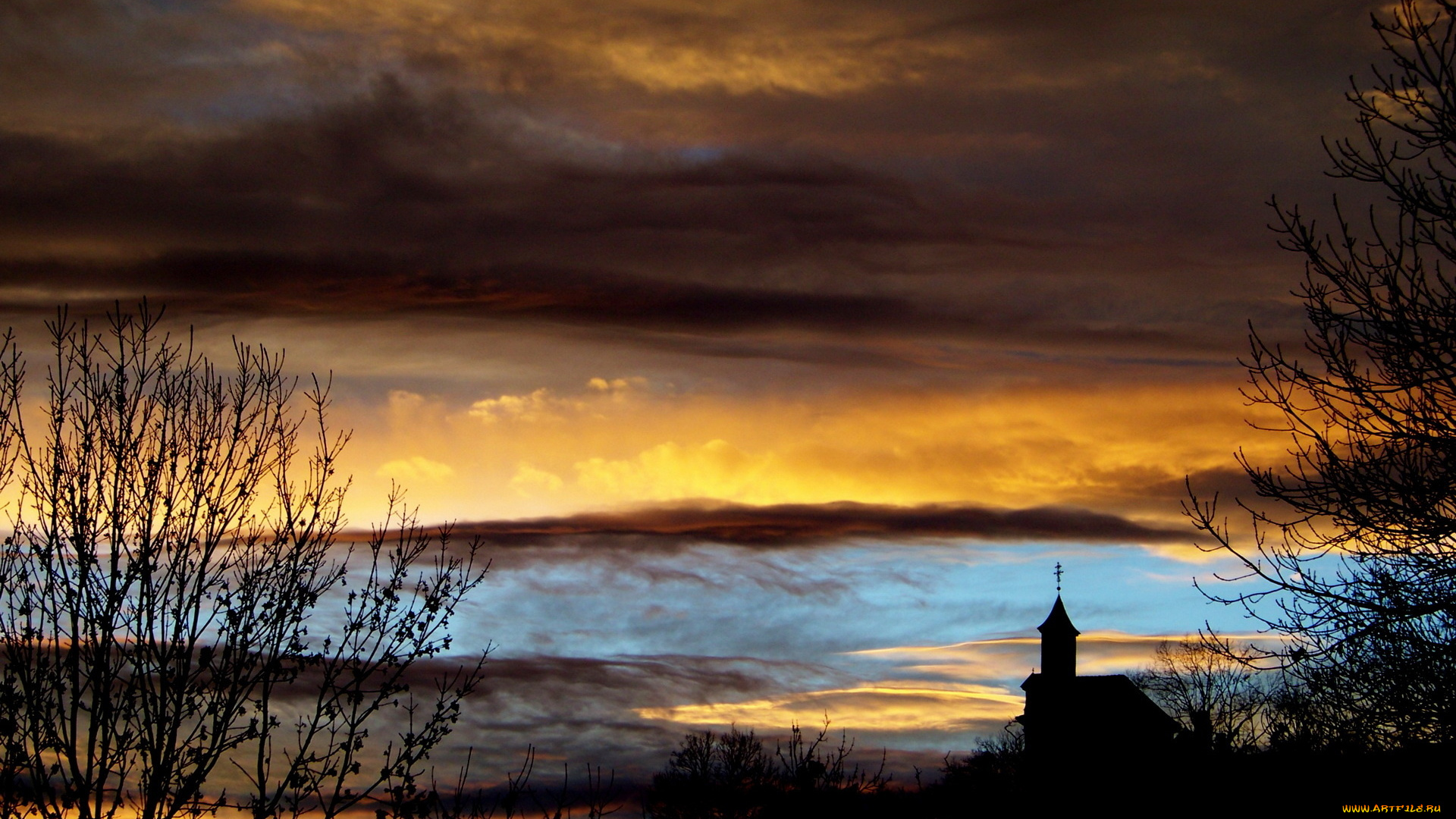 природа, облака, храм, небо, тучи, пейзаж