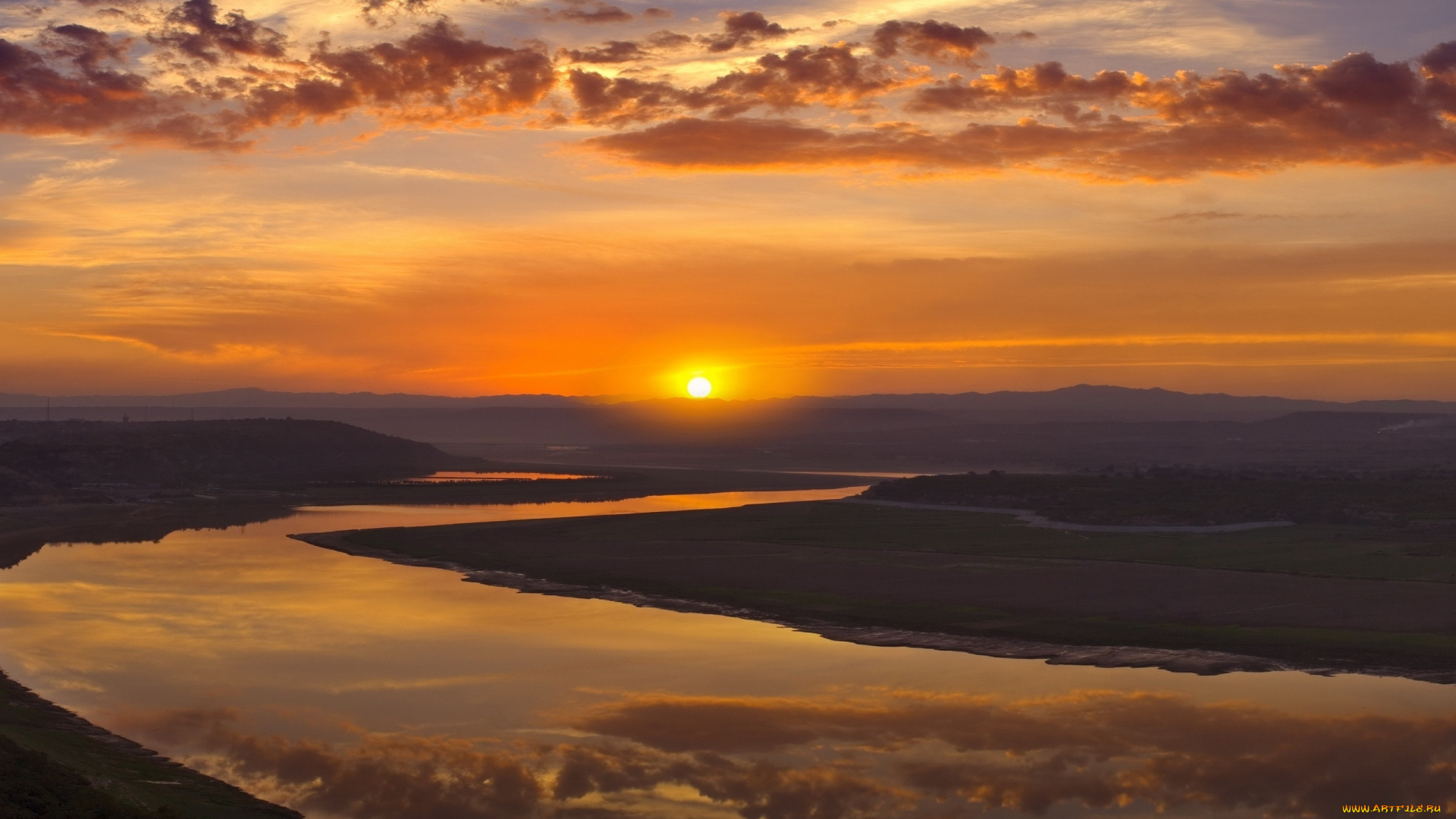 природа, восходы, закаты, река, простор, закат