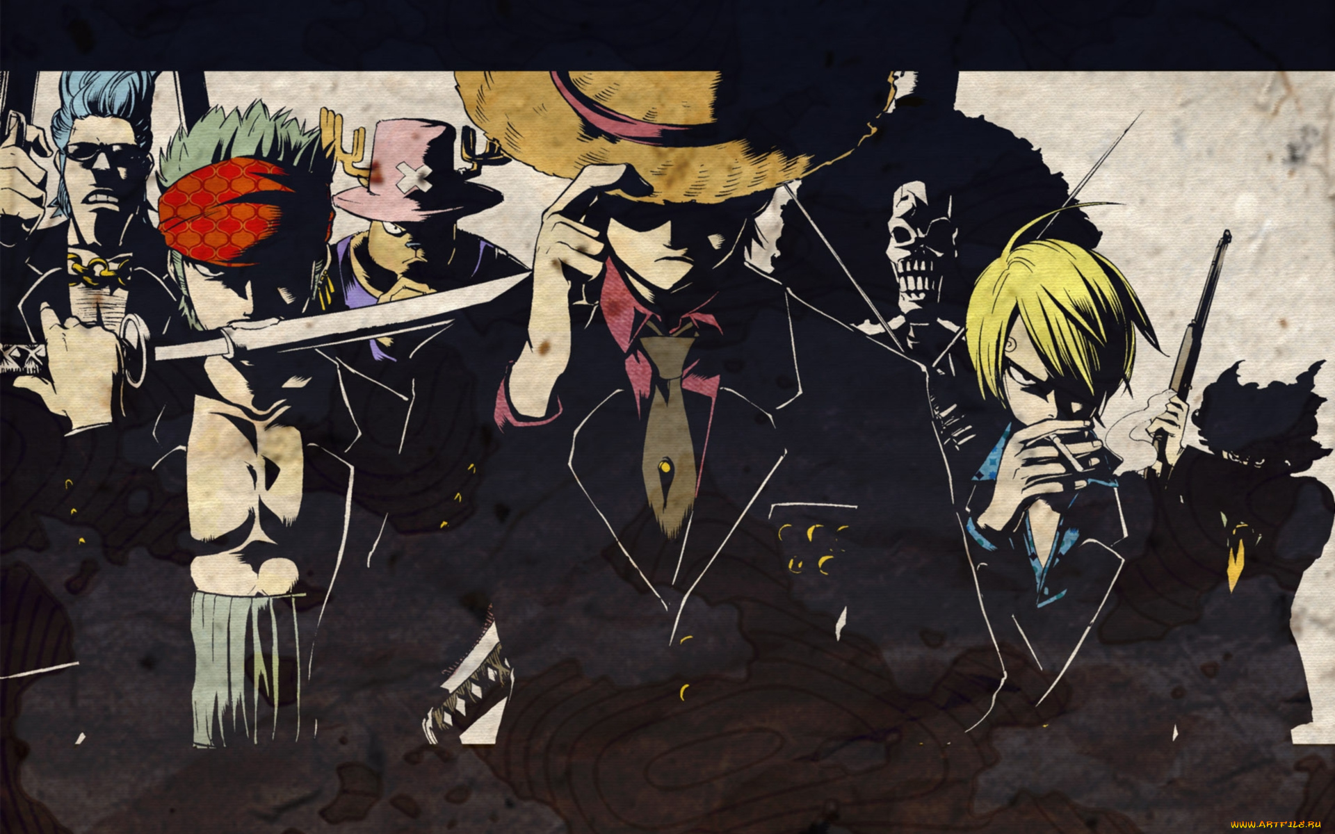 аниме, one, piece, peace, sanji, monkey, d, luffy, roronoa, zoro, usopp, chopper, franky, brook