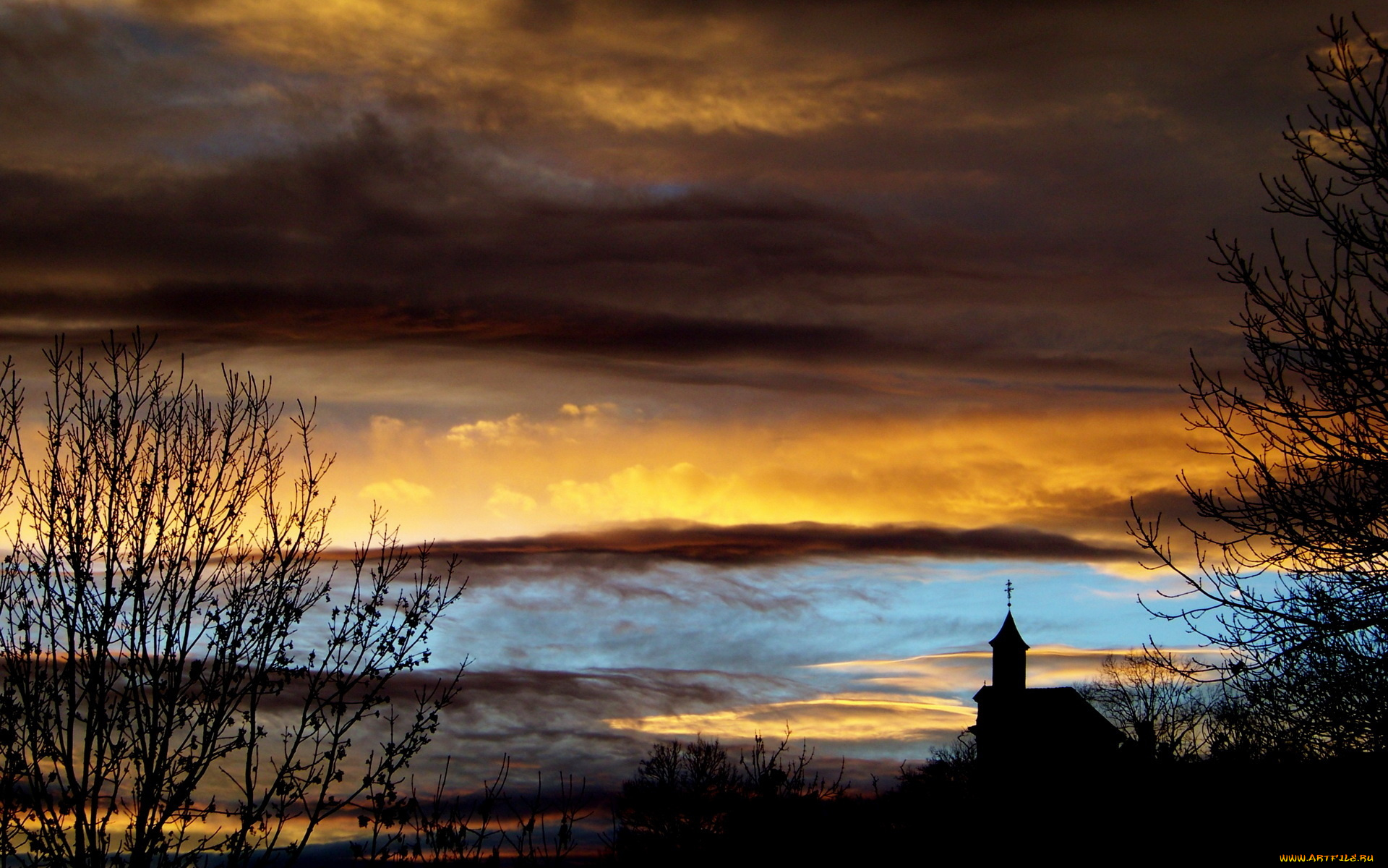 природа, облака, храм, небо, тучи, пейзаж