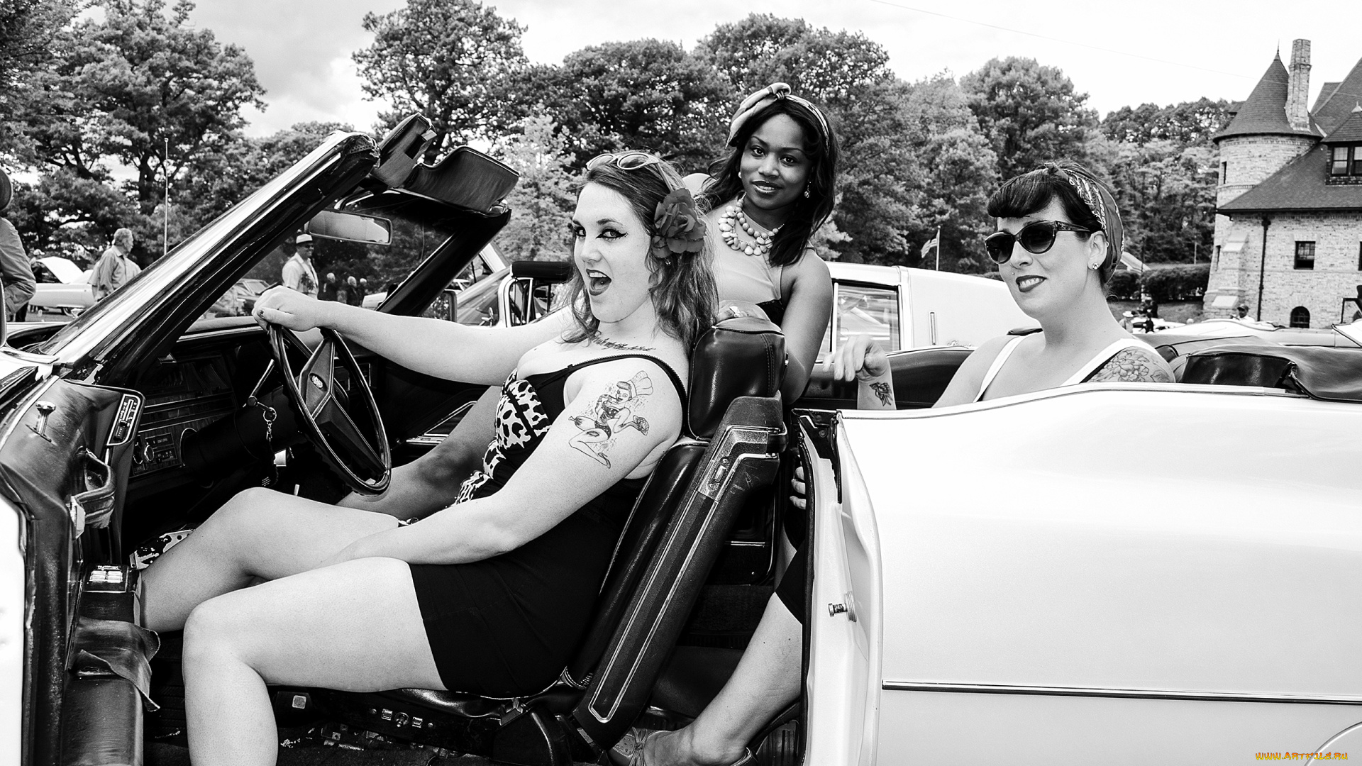 автомобили, авто, девушками, cadillac