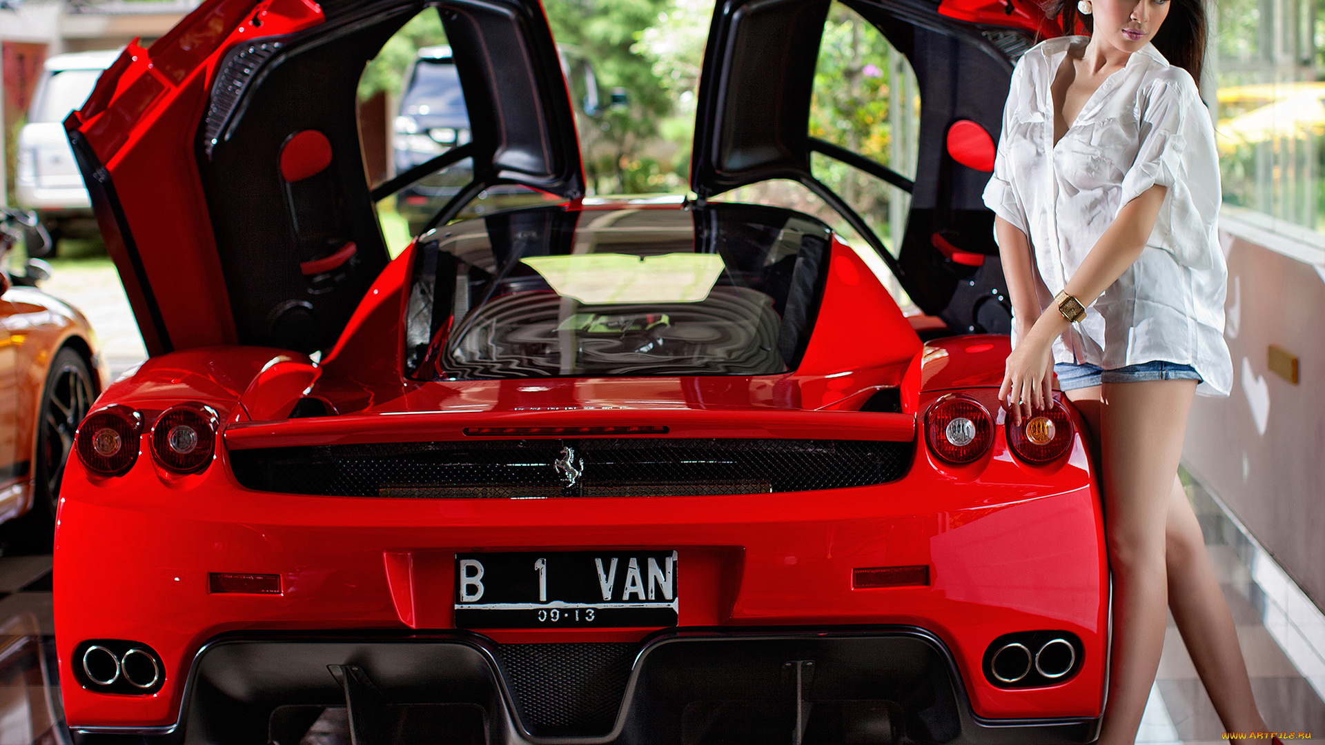 автомобили, авто, девушками, феррари