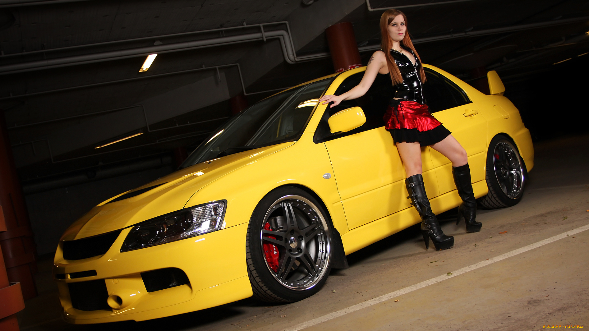 автомобили, авто, девушками, mitsubishi