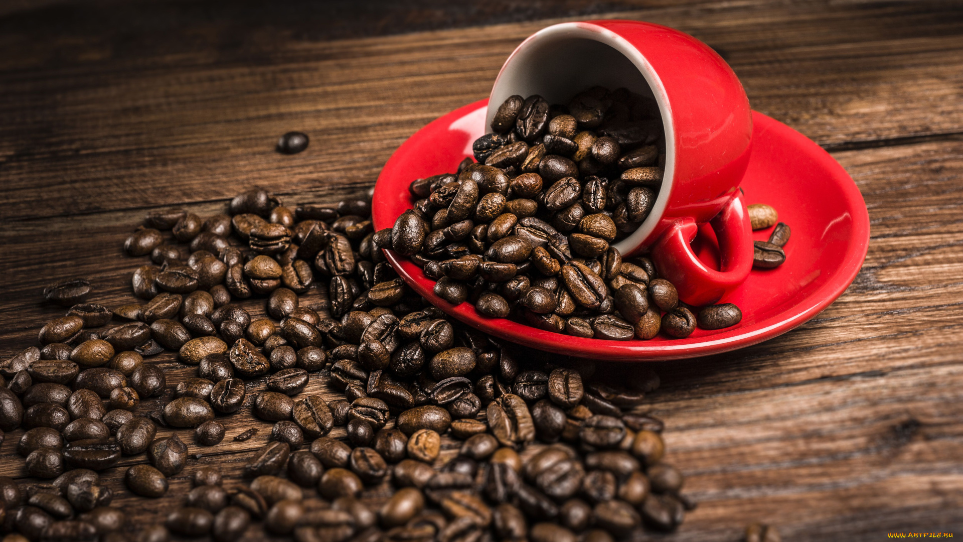 еда, кофе, кофейные, зёрна, блюдце, кружка