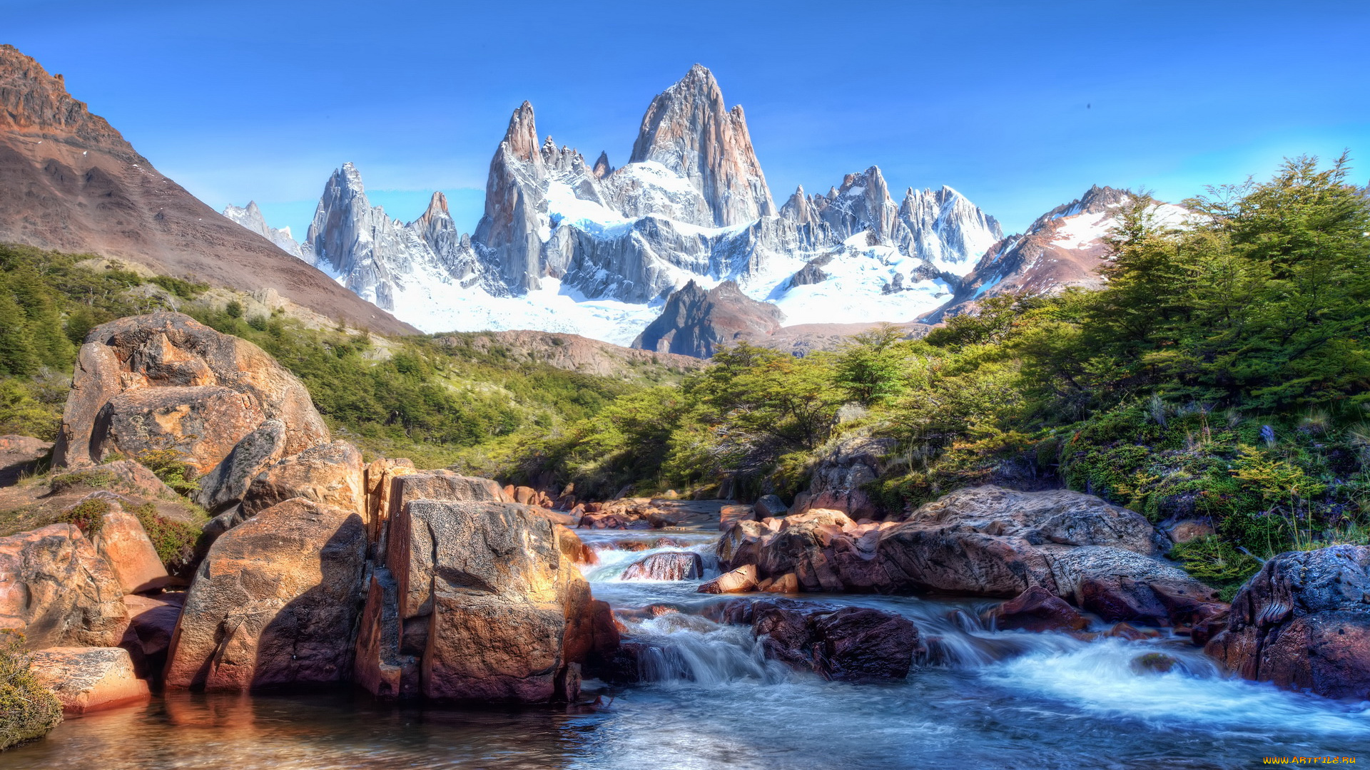 природа, горы, ручей