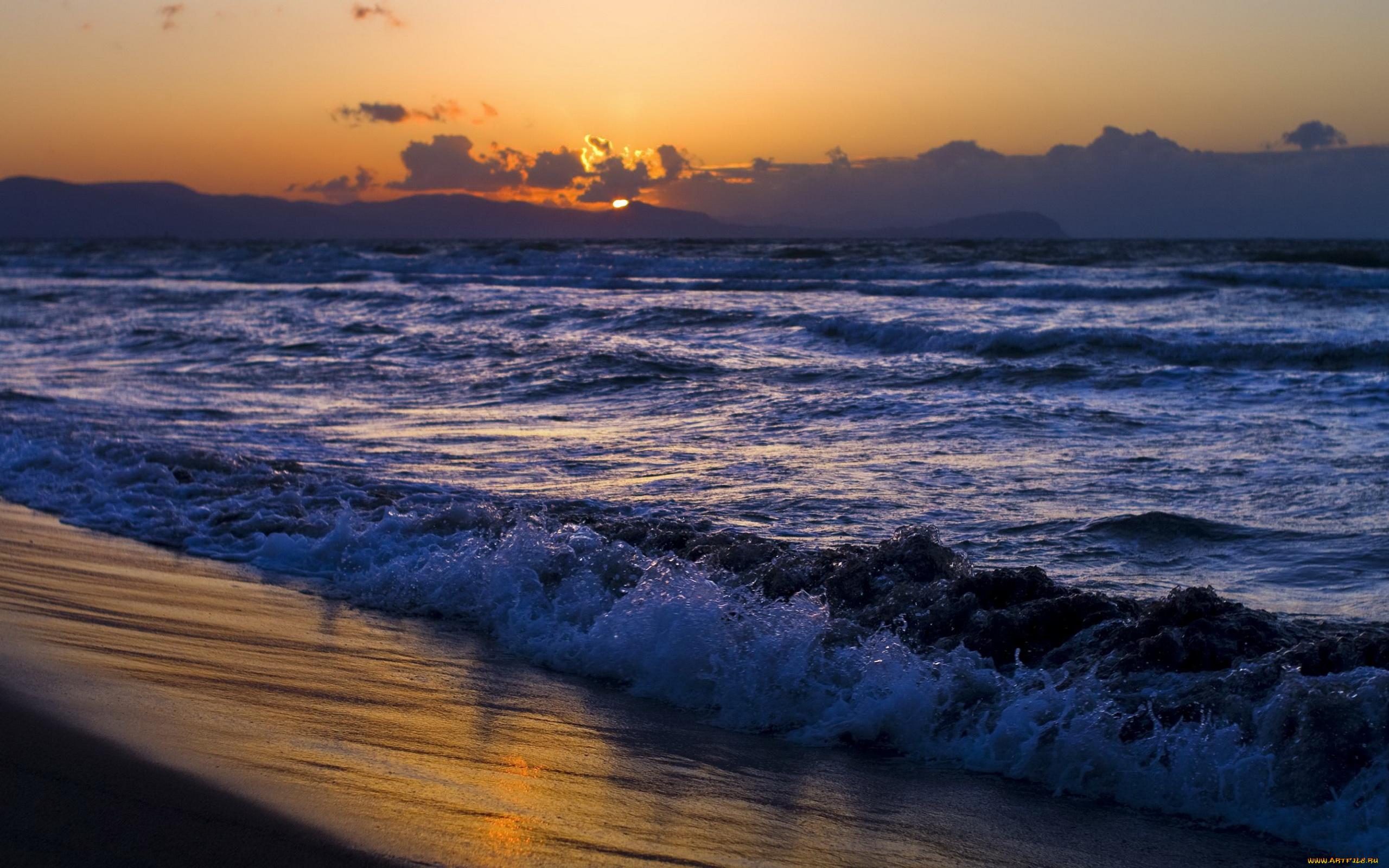природа, моря, океаны, океан, пляж, волны, облака, закат