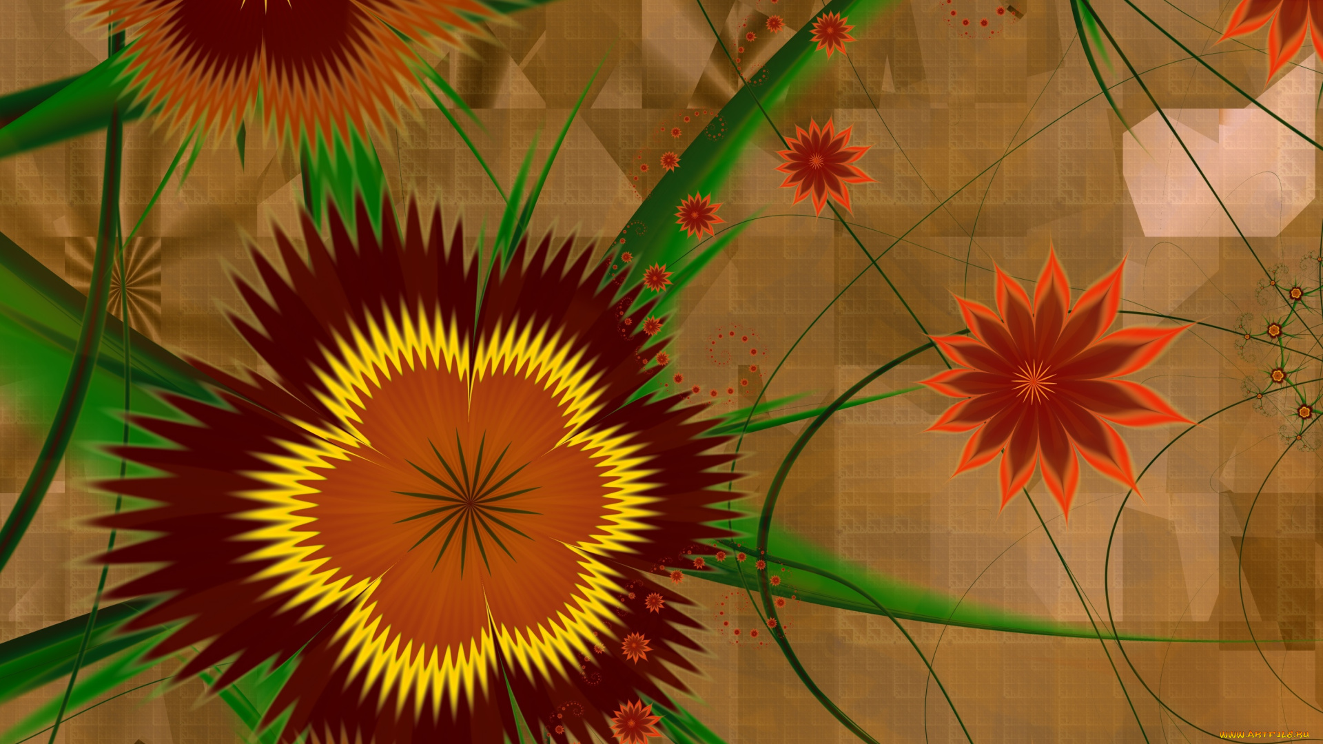 3д, графика, цветы, , flowers, цвета, фон, узор