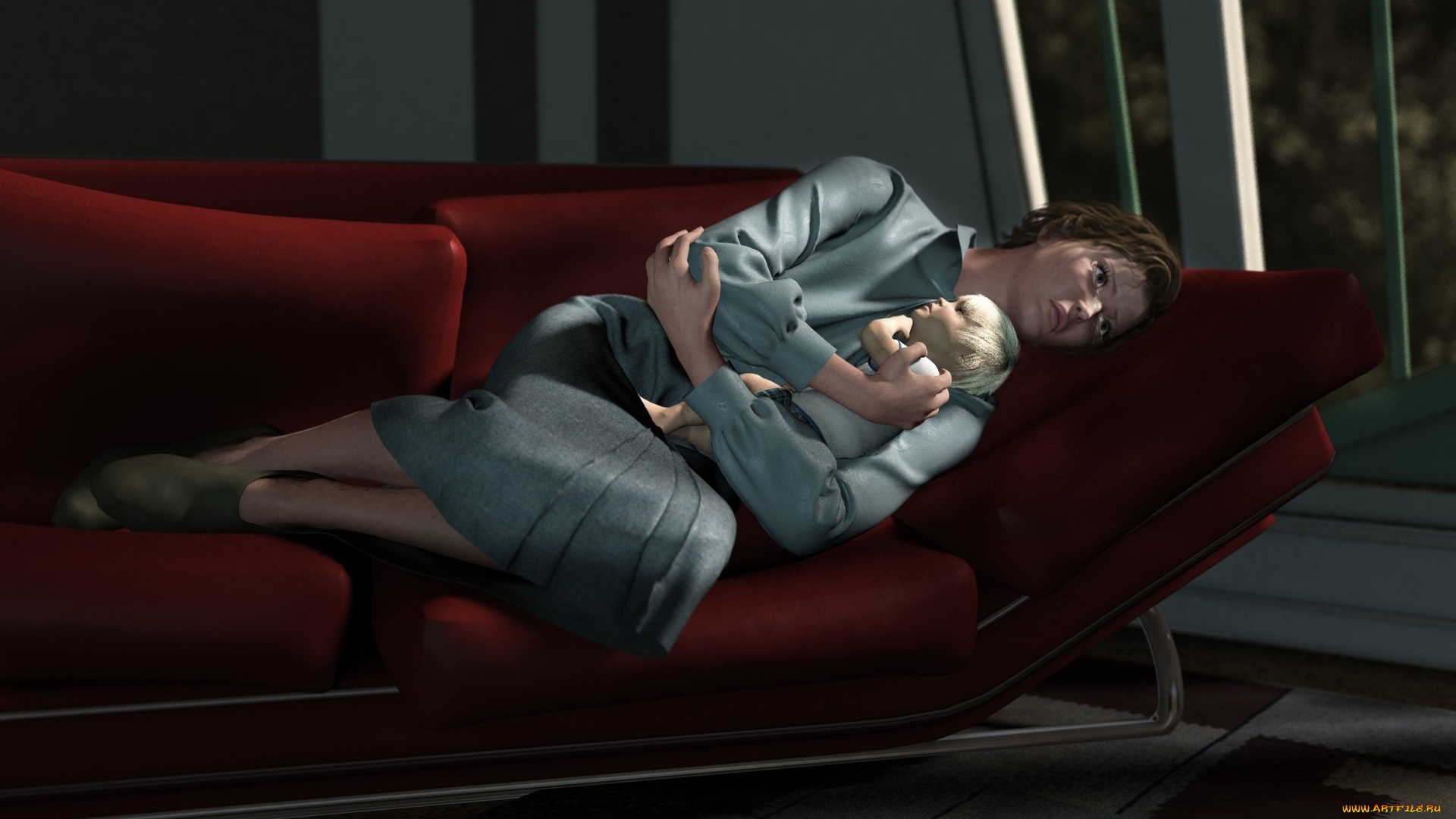 3д, графика, люди, , people, мать, ребенок