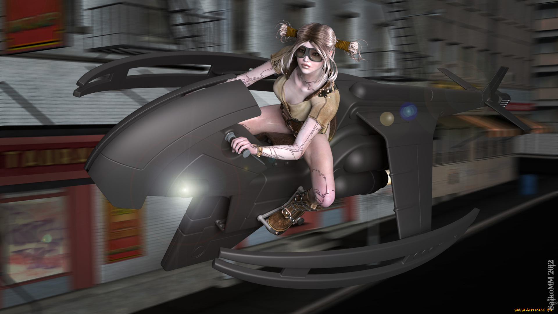 3д, графика, _science, fiction, девушка, полет