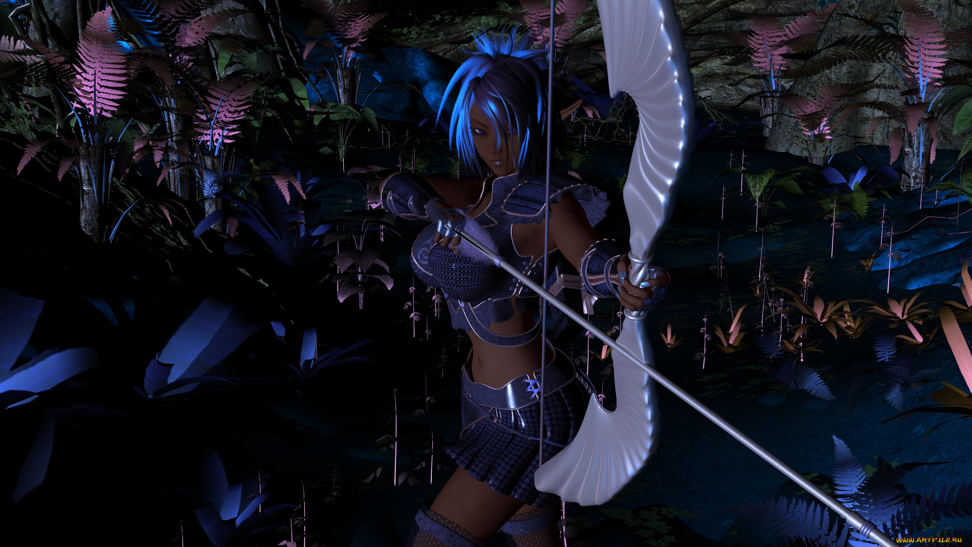 3д, графика, существа, , creatures, лук, девушка