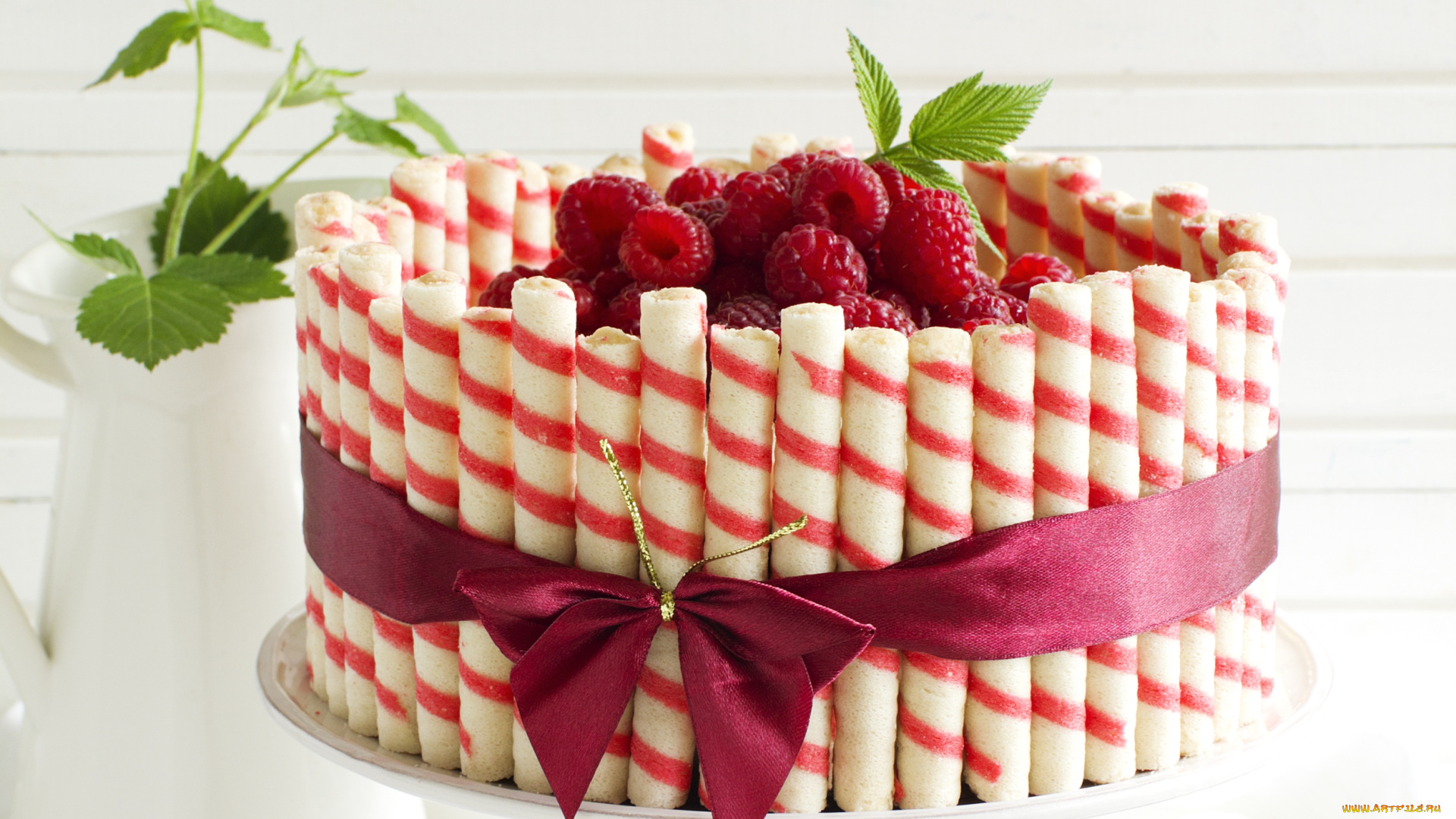 еда, торты, бант, малина