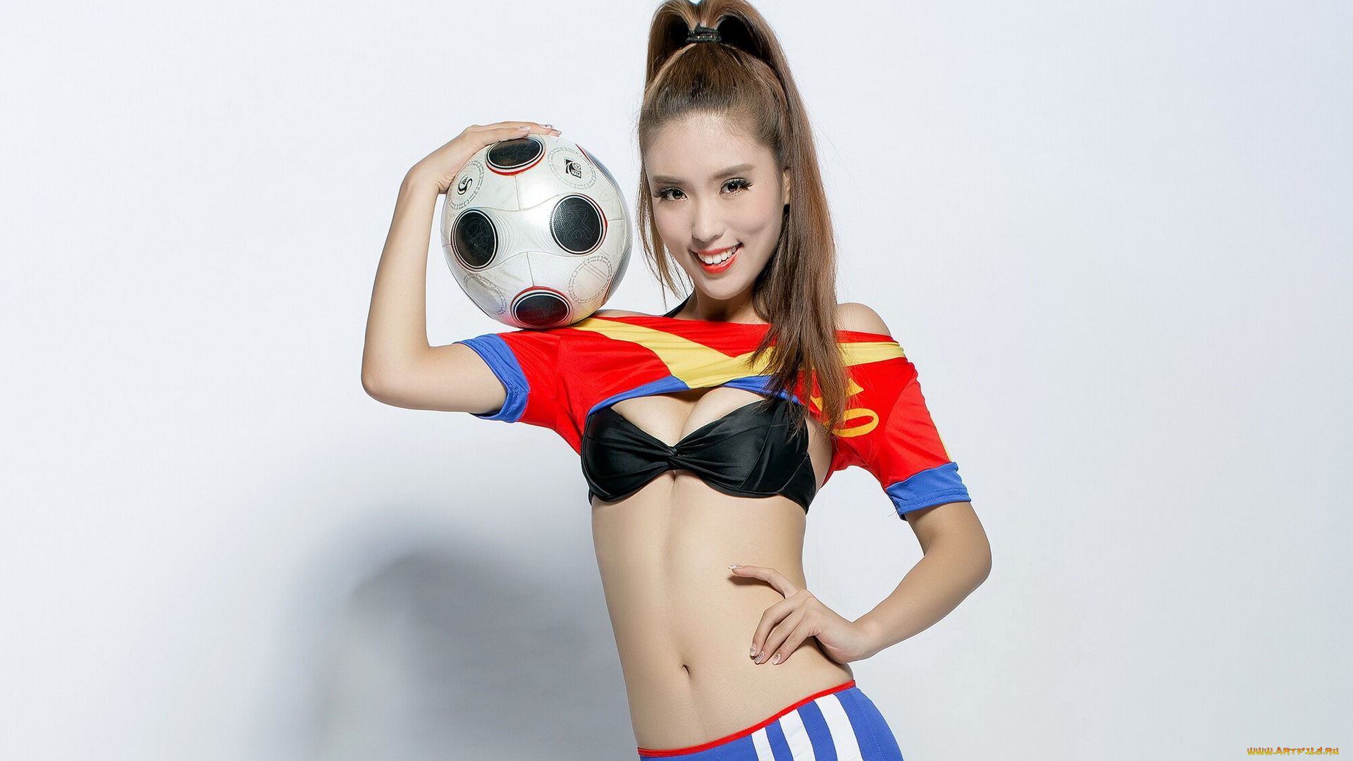 спорт, футбол, кубок, мира, фон, мяч, девушка, бразилия