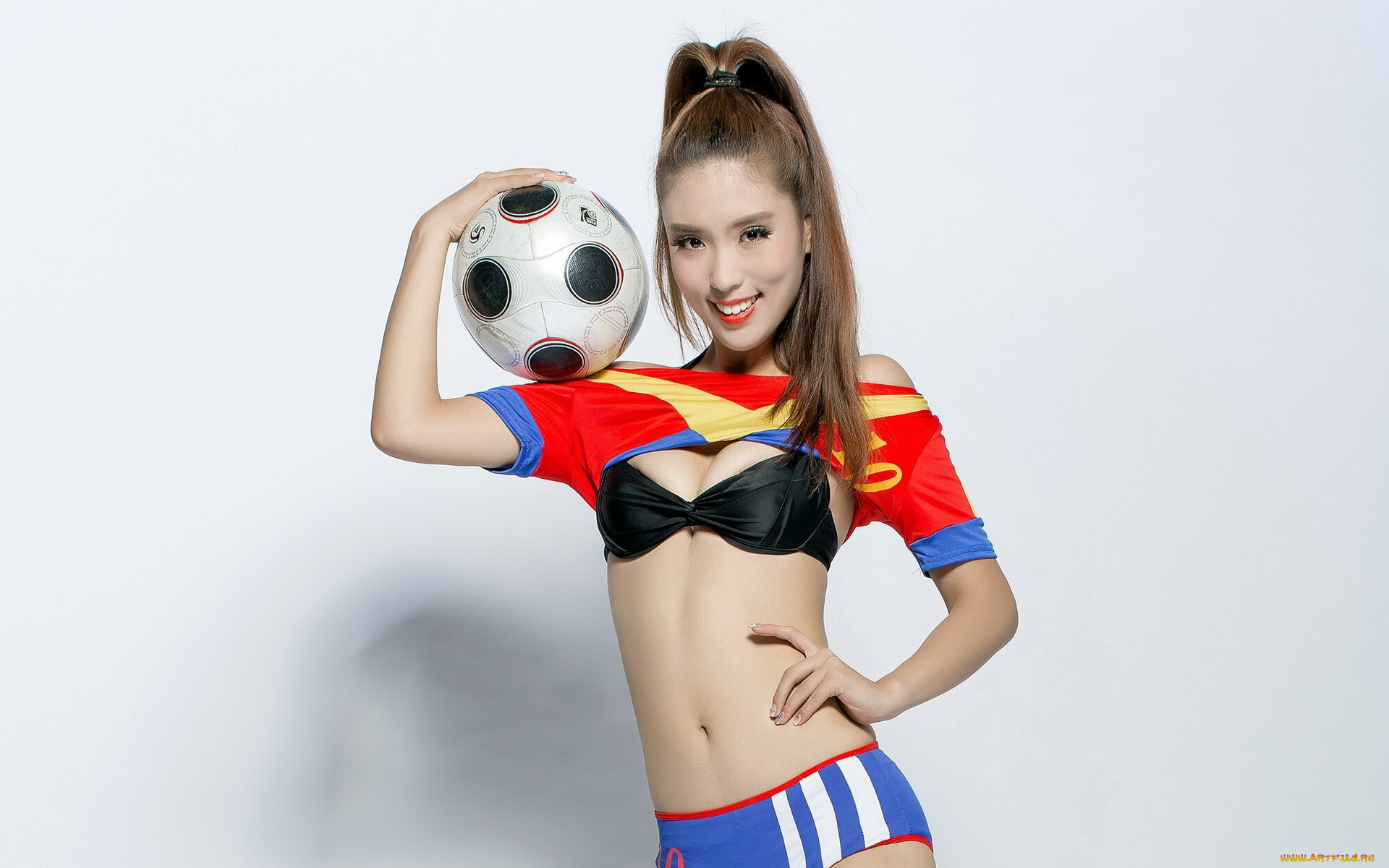 спорт, футбол, кубок, мира, фон, мяч, девушка, бразилия