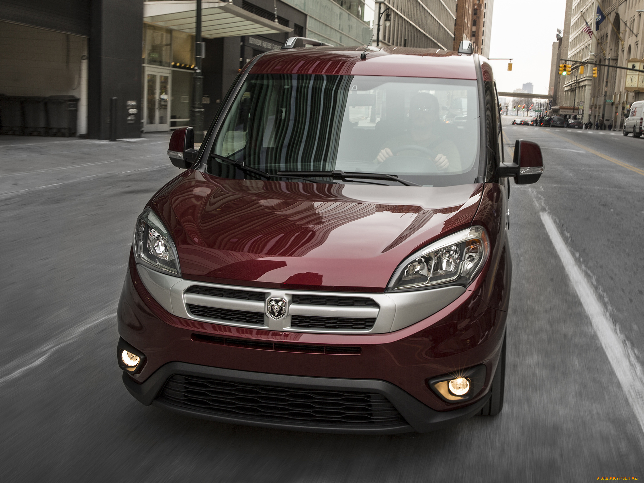 автомобили, dodge, slt, city, ram, promaster, 2015г, красный, wagon