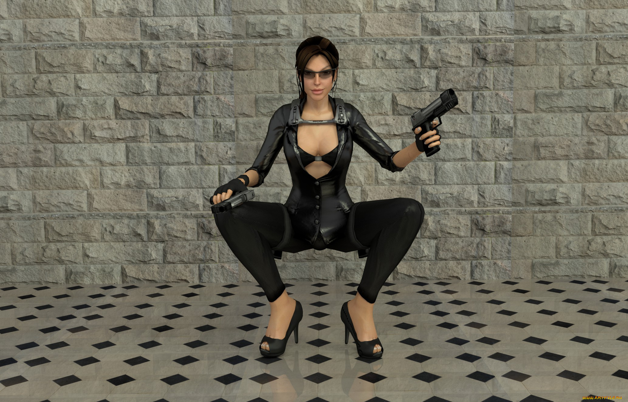 3д, графика, люди, , people, оружие, девушка, взгляд