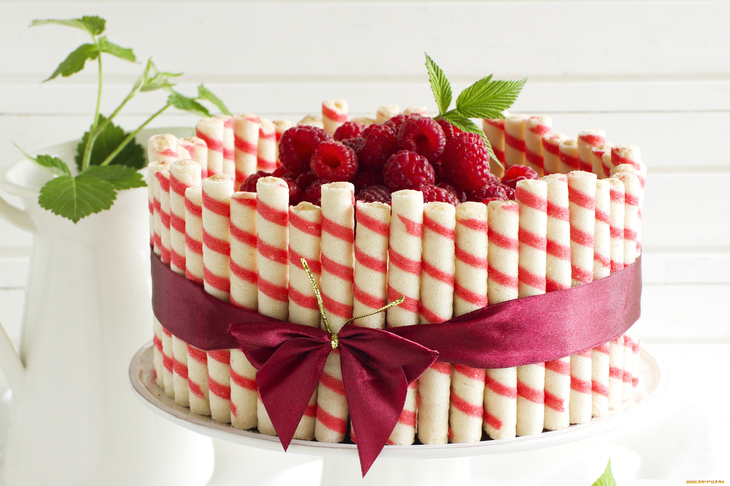 еда, торты, бант, малина