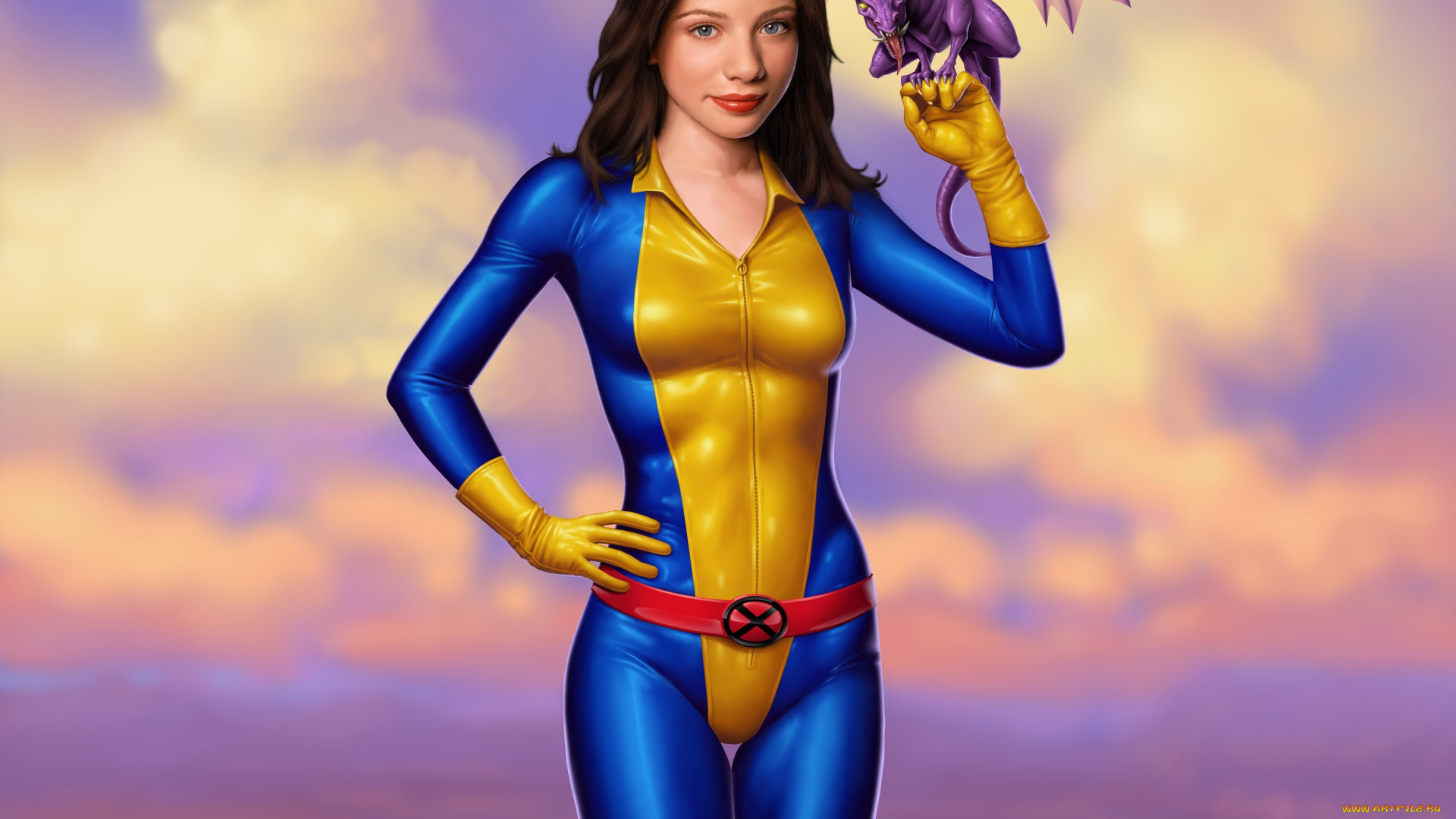 3д, графика, фантазия, , fantasy, девушка, взгляд, фон, дракон