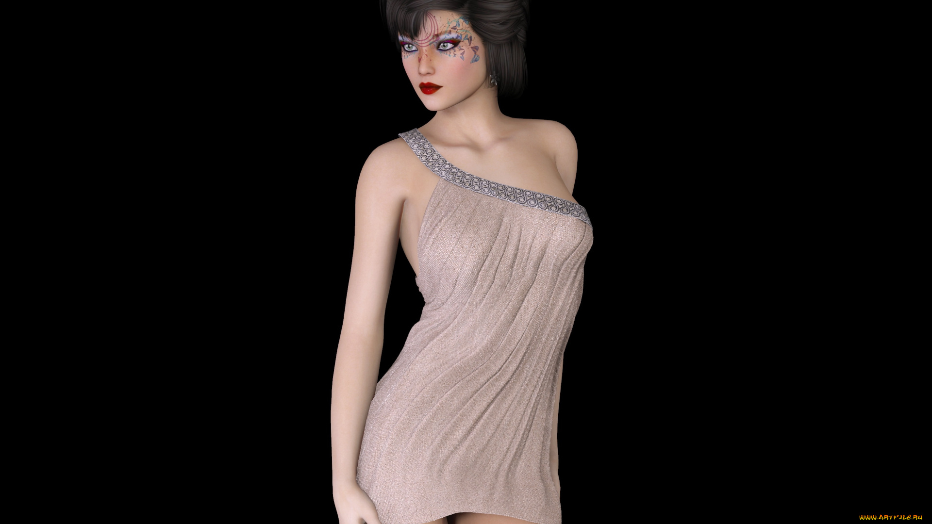 3д, графика, люди, , people, девушка, взгляд, фон