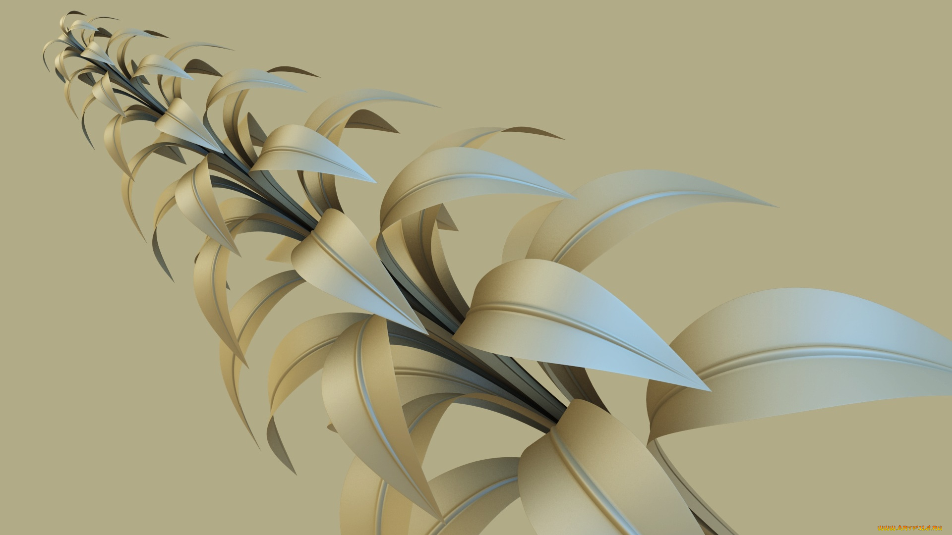 3д, графика, природа, , nature, листья, ветка