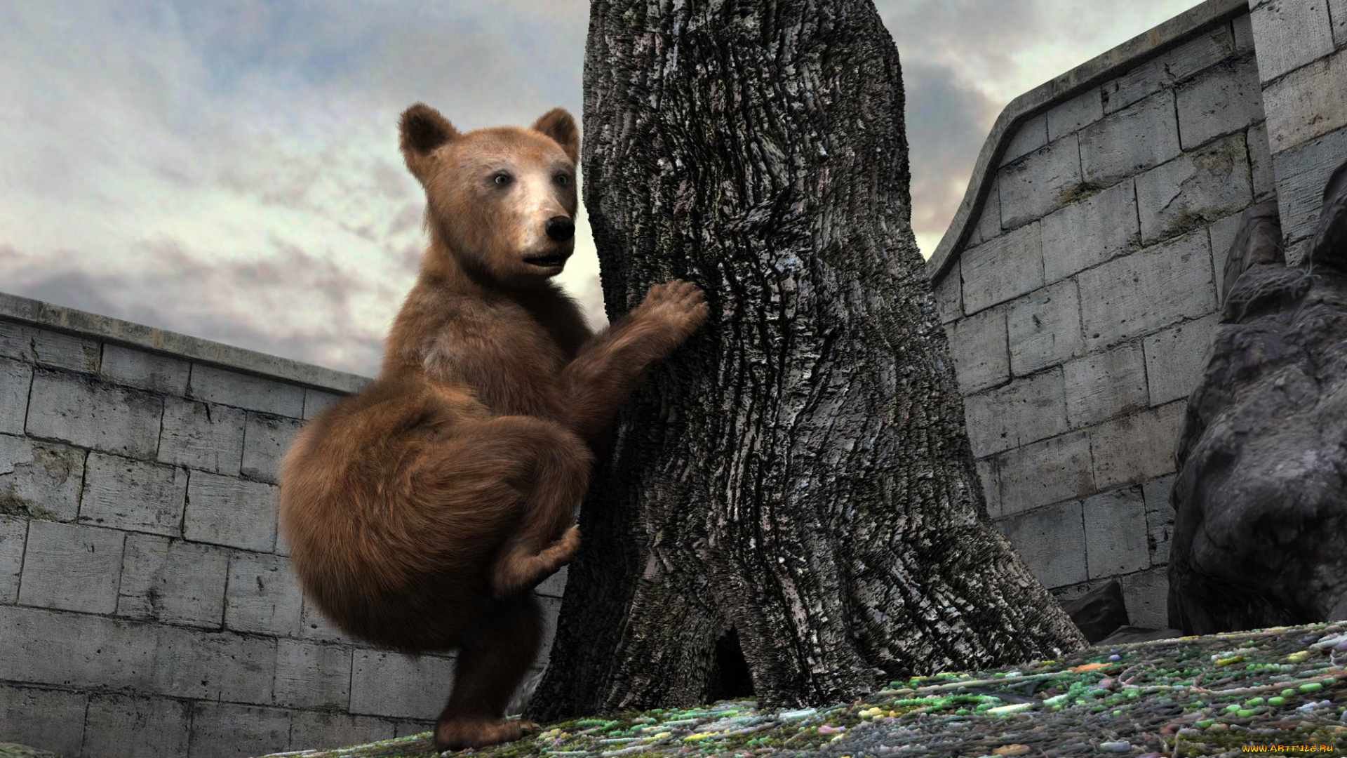 3д, графика, животные, , animals, медведь