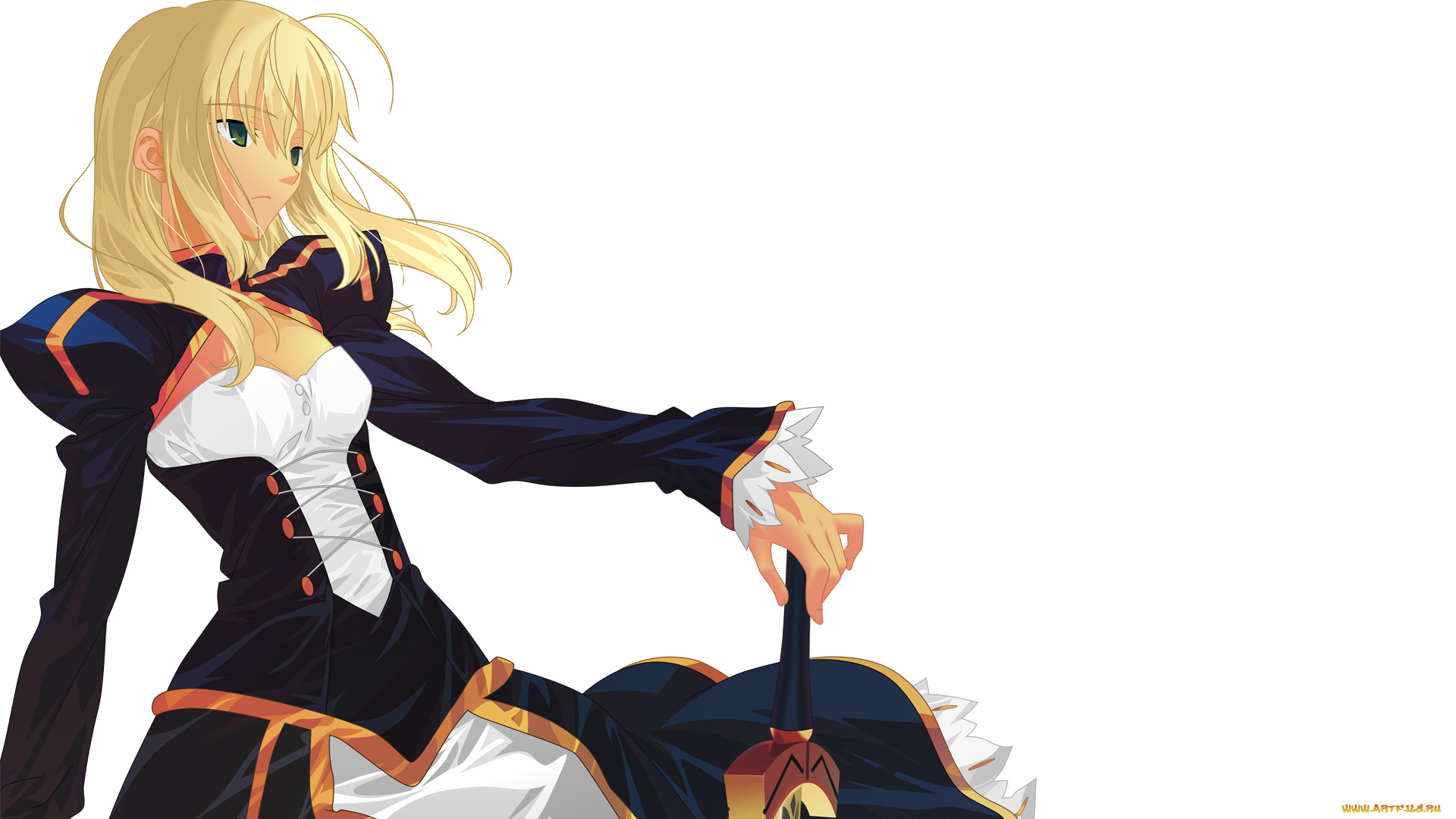 аниме, fate, stay, night, арт, девушка, saber, блондинка