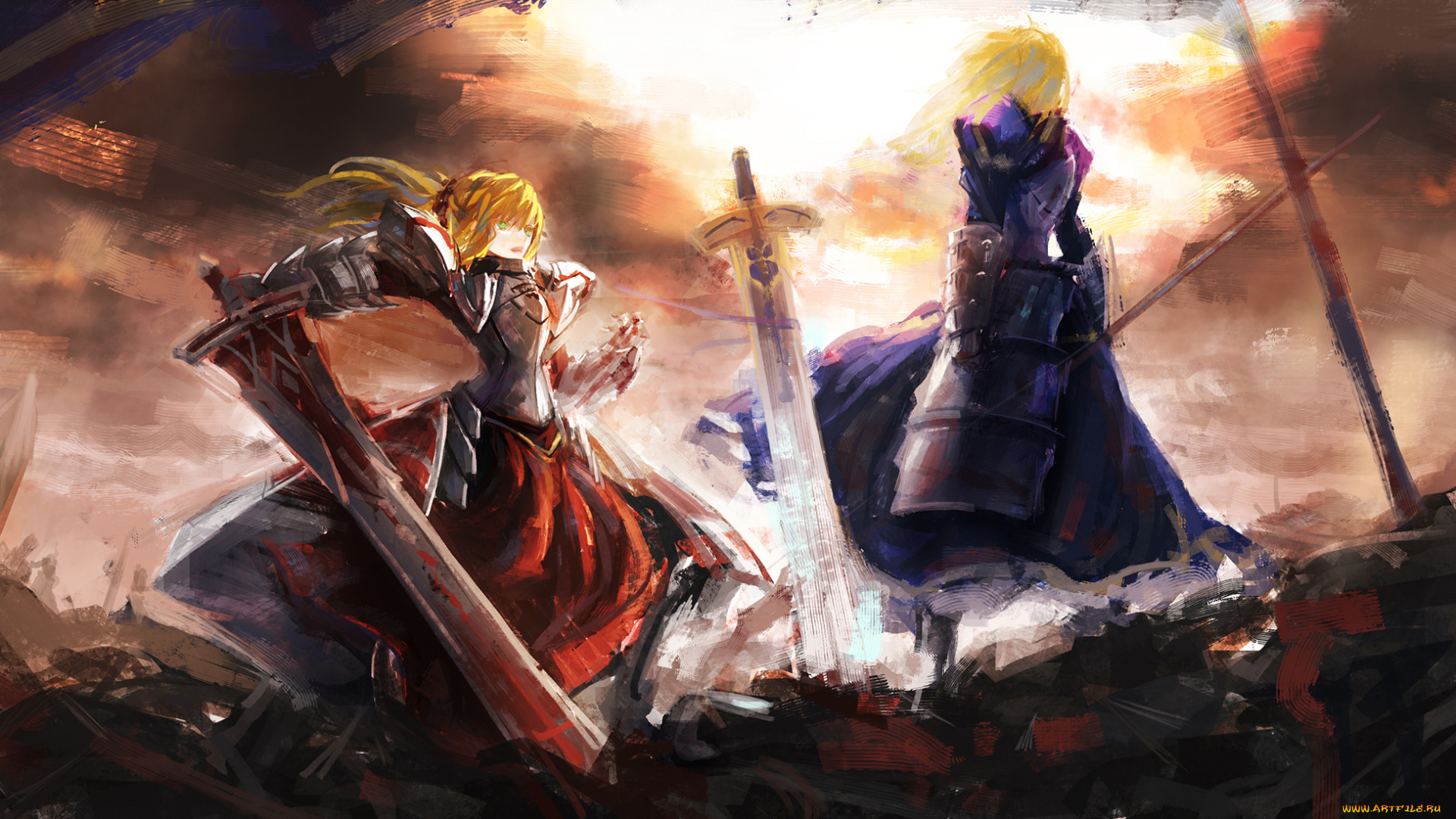 аниме, fate, stay, night, saber, of, red, stay, night, меч, оружие, девушки, арт