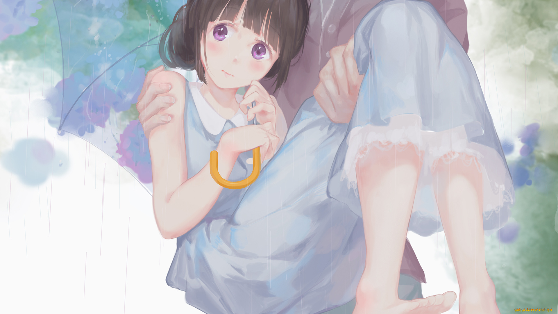 аниме, hyouka, chitanda, eru, арт, девушка, парень, зонт, jq