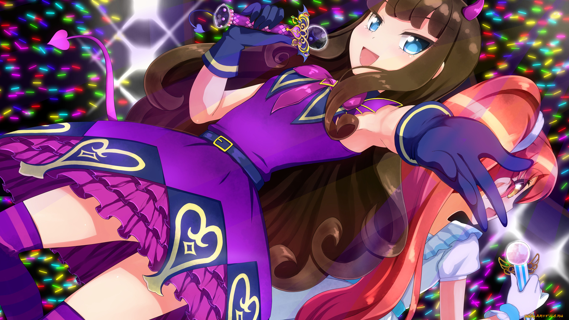 аниме, музыка, арт, девушки, выступление, сцена