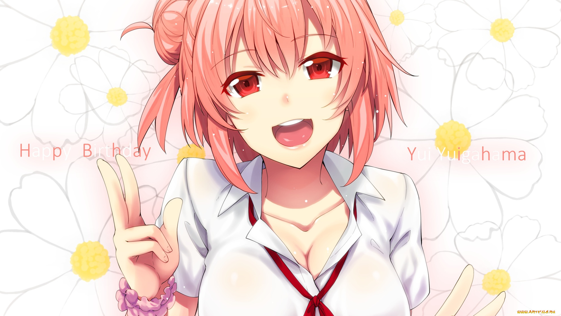 аниме, oreimo, цветы, akino, sora, девушка, арт, yuigahama