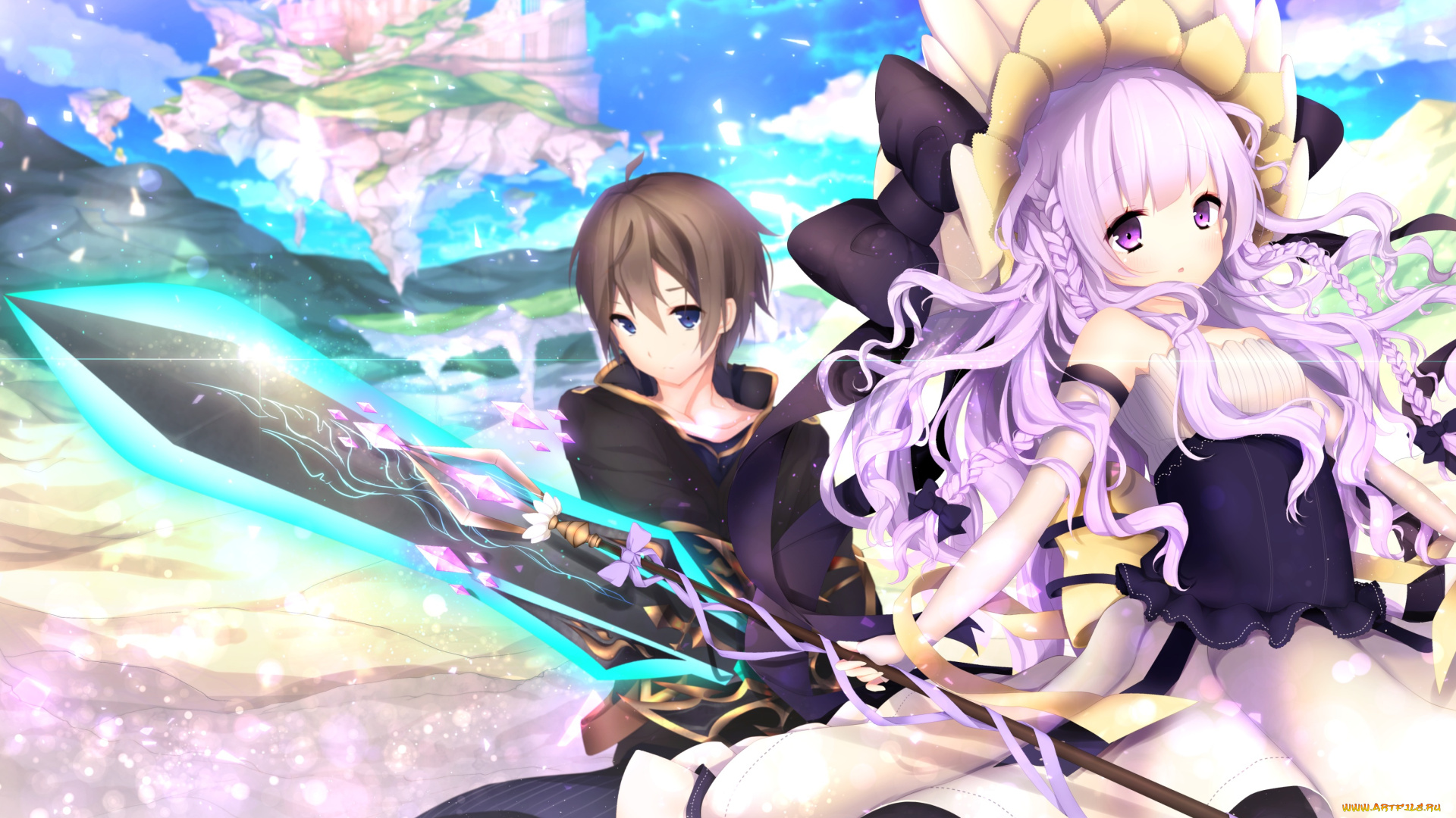 аниме, оружие, , техника, , технологии, сказка, бант, мальчик, девочка, арт, kabako