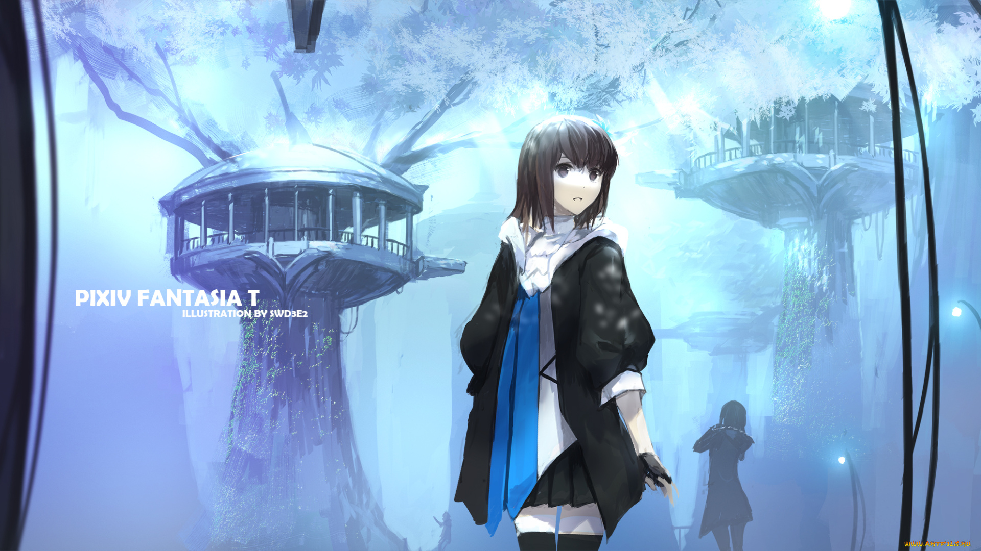 аниме, pixiv, fantasia, pixiv, fantasia, девушка, деревья, арт, swd3e2