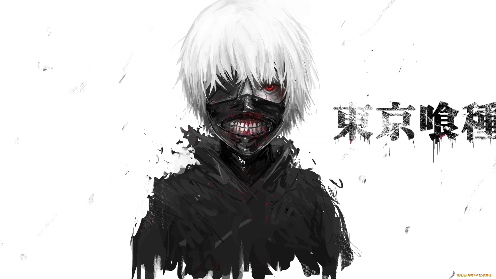 аниме, tokyo, ghoul, волосы, tokyo, ghoul, глаз, маска, парень, art, anime, ken, kaneki