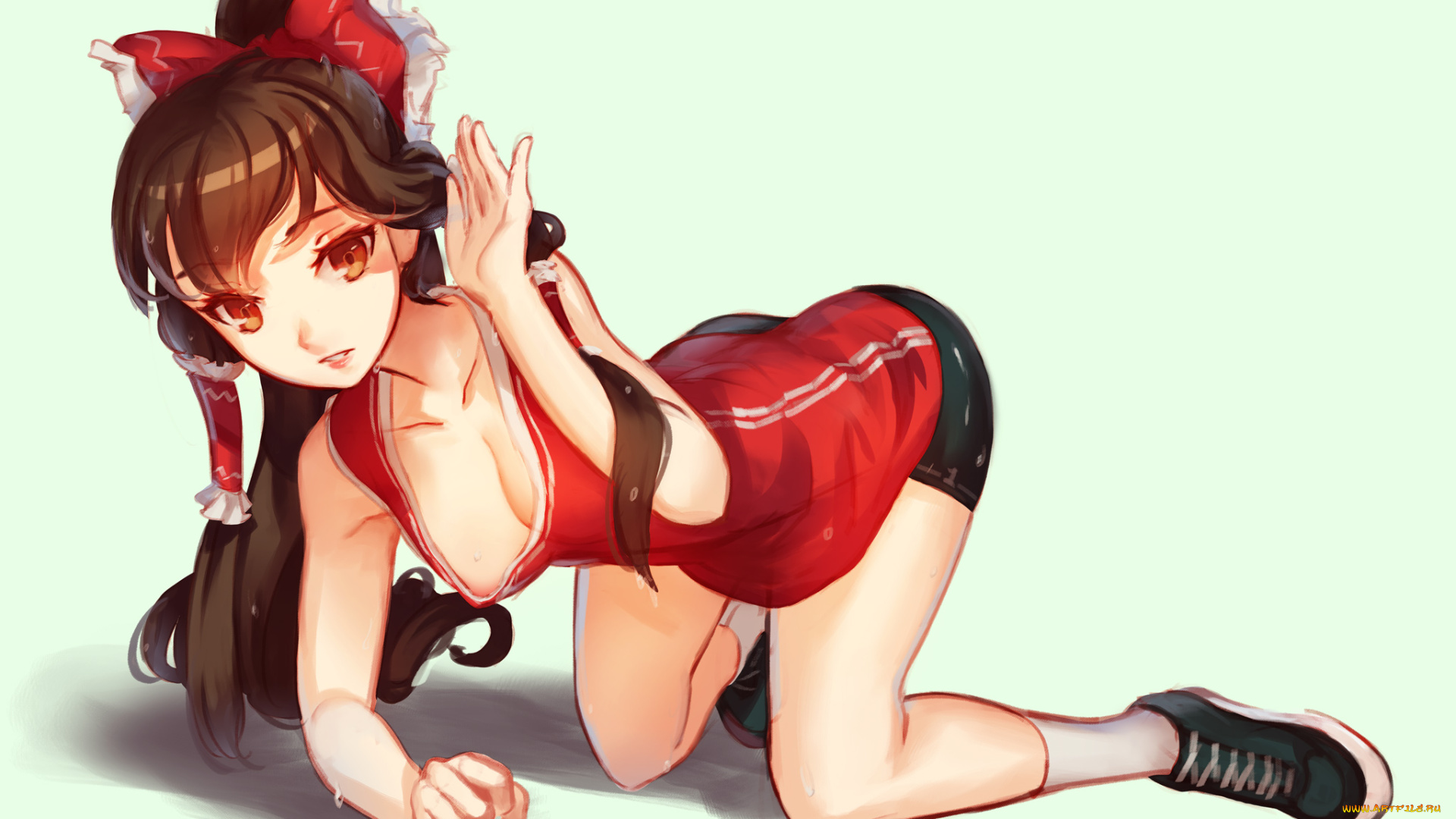 аниме, touhou, девушка, фон, арт, бант, doomfest, hakurei, reimu