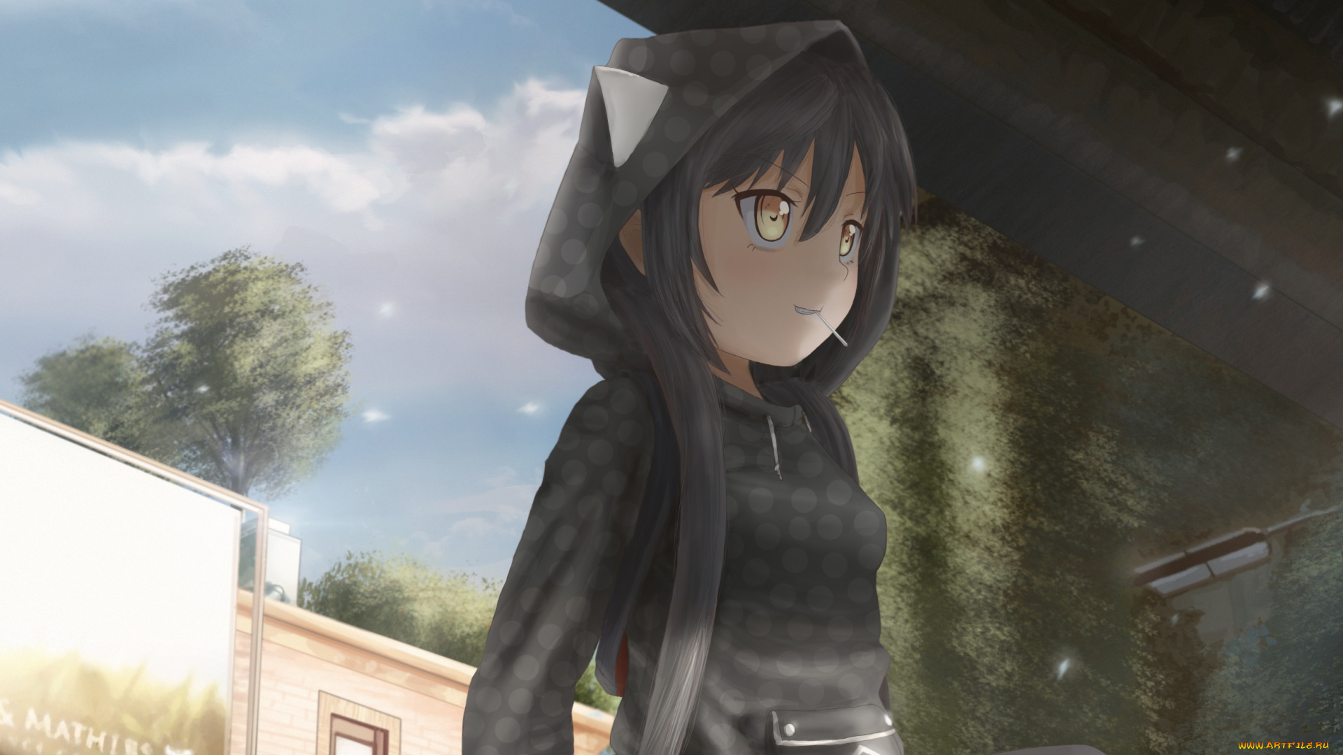 аниме, unknown, , другое, novcel, lilith, parker, улыбка, девочка, арт, капюшон