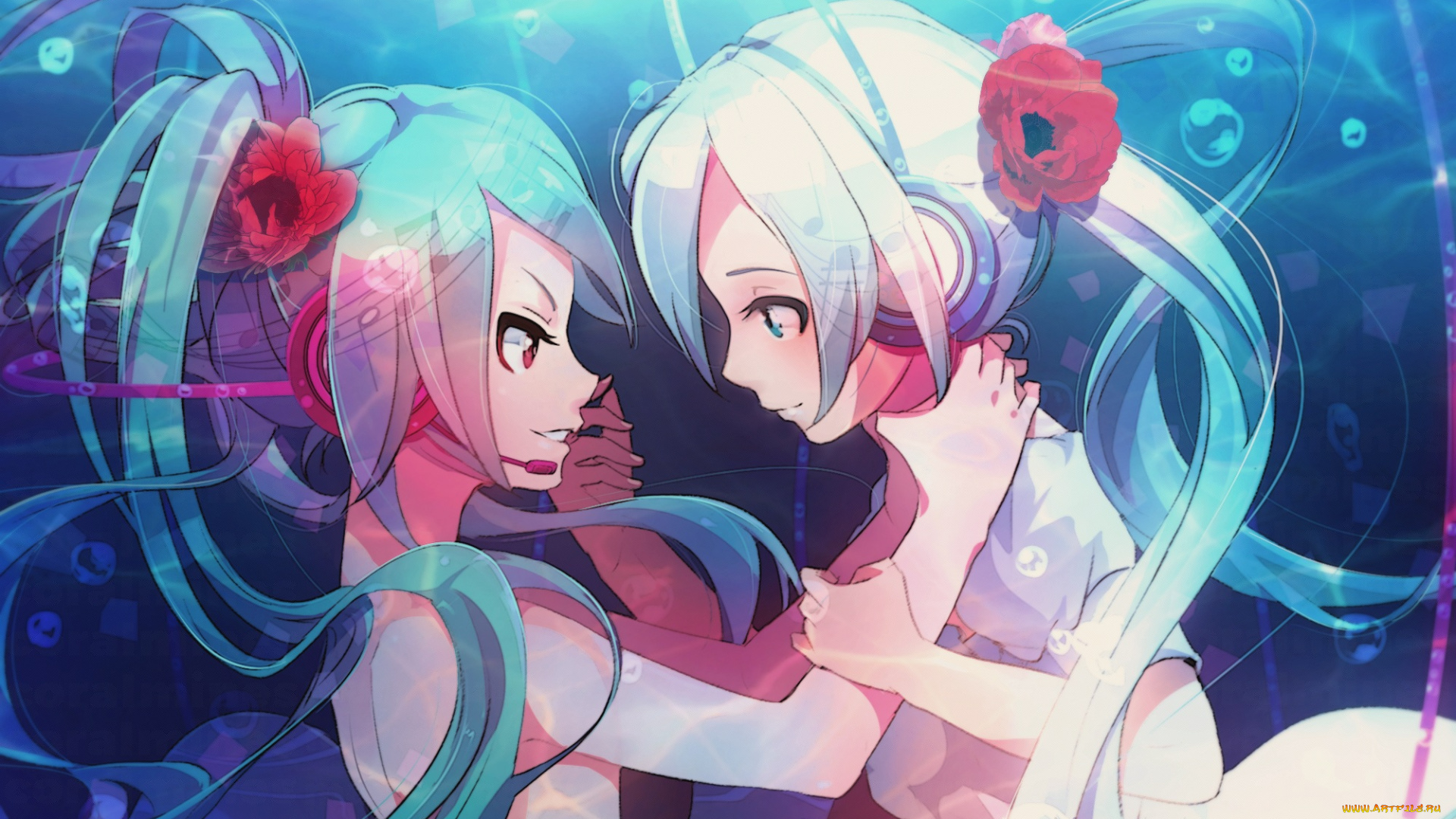 аниме, vocaloid, цветы, девушки, marmaladica