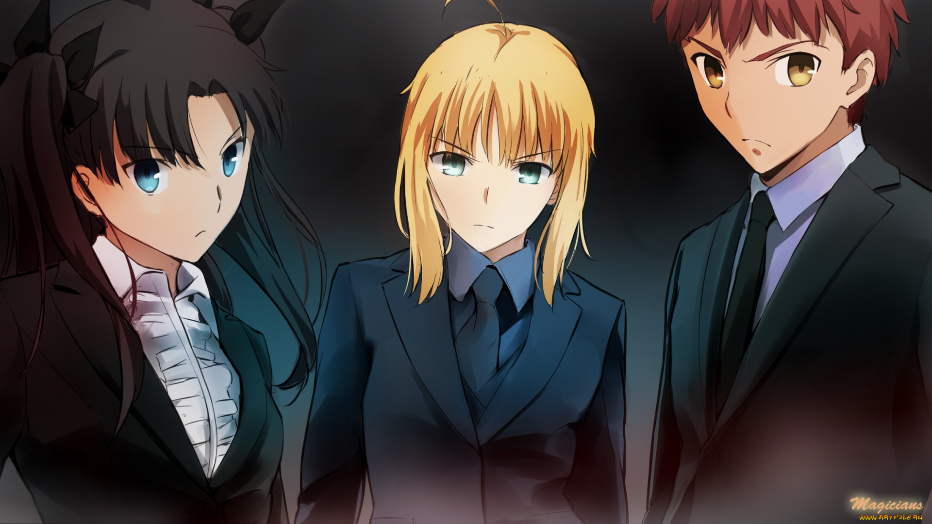 unlimited, blade, works, аниме, fate, stay, night, emiya, shirou, saber, tohsaka, rin, арт, парень, девушки, мастера, сабер, magicians