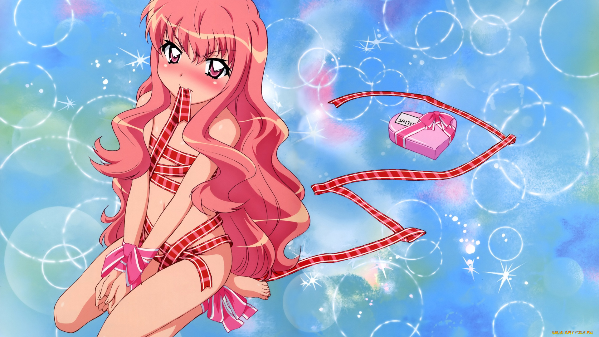 zero, no, tsukaima, аниме, подарок, девушка, лента